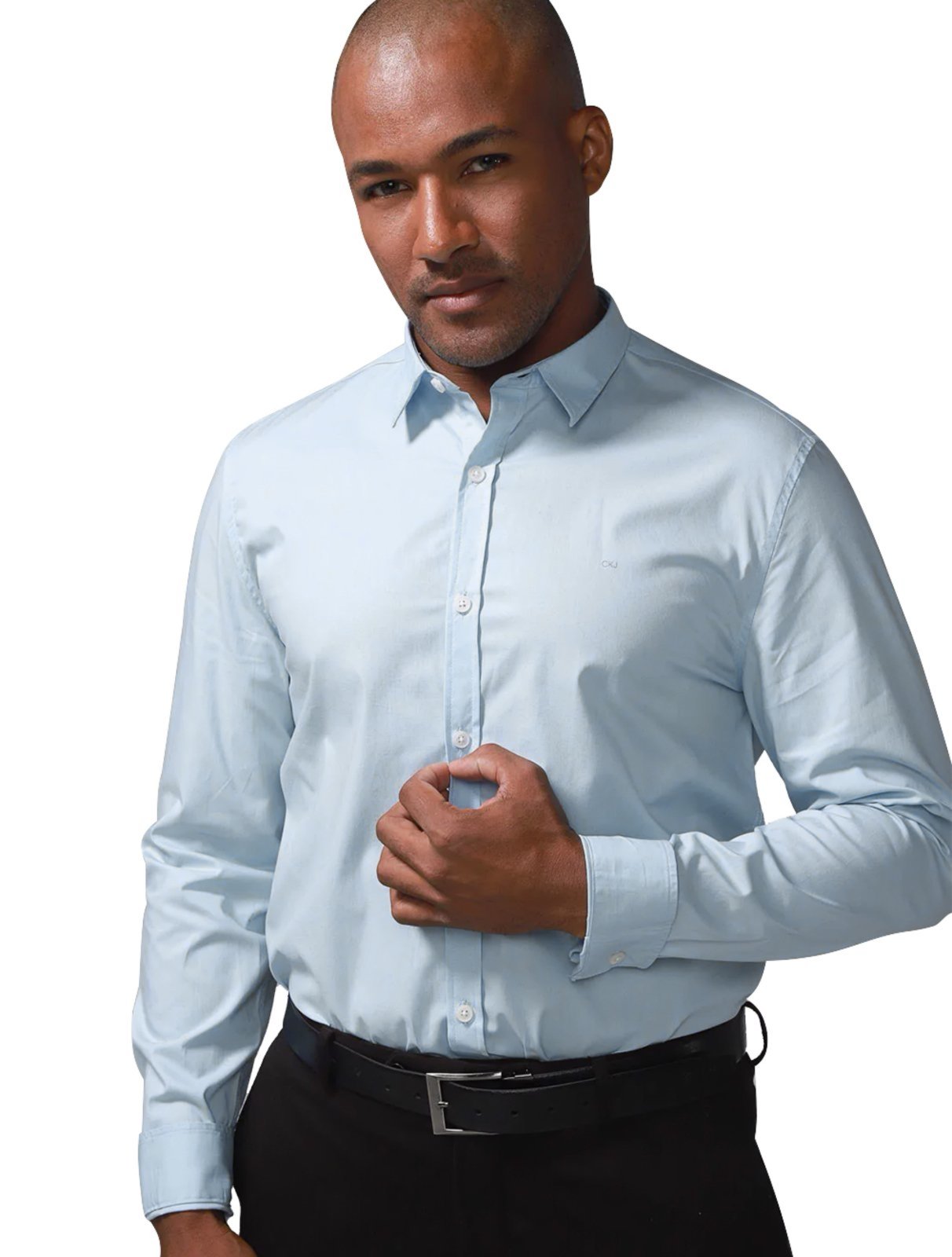 Camisa Calvin Klein Jeans Masculina Slim Fit New CKJ Logo Azul Claro