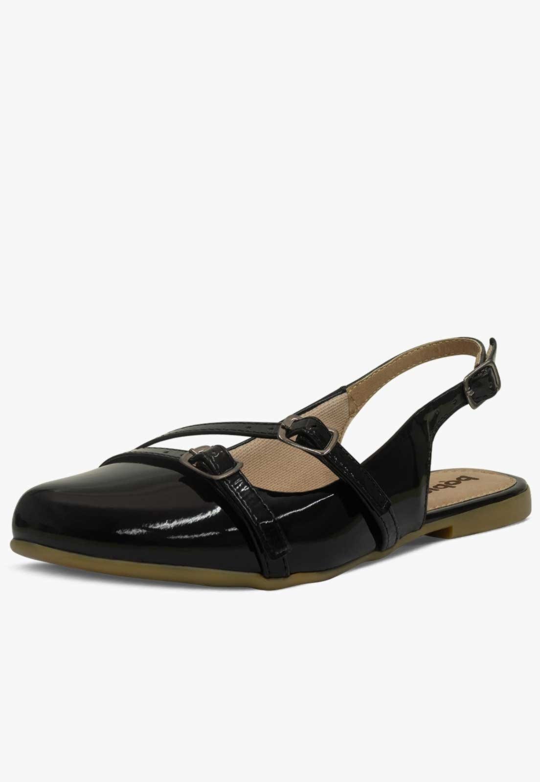 Infantil - Sapatilha Slingback Bico Fino Feminina Pópidi Menina Preto