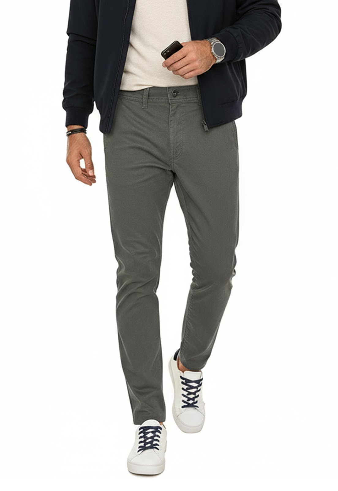 Calça Sarja Slim Fit Masculina Elastano Conforto Estilo e Versatilidade Verde