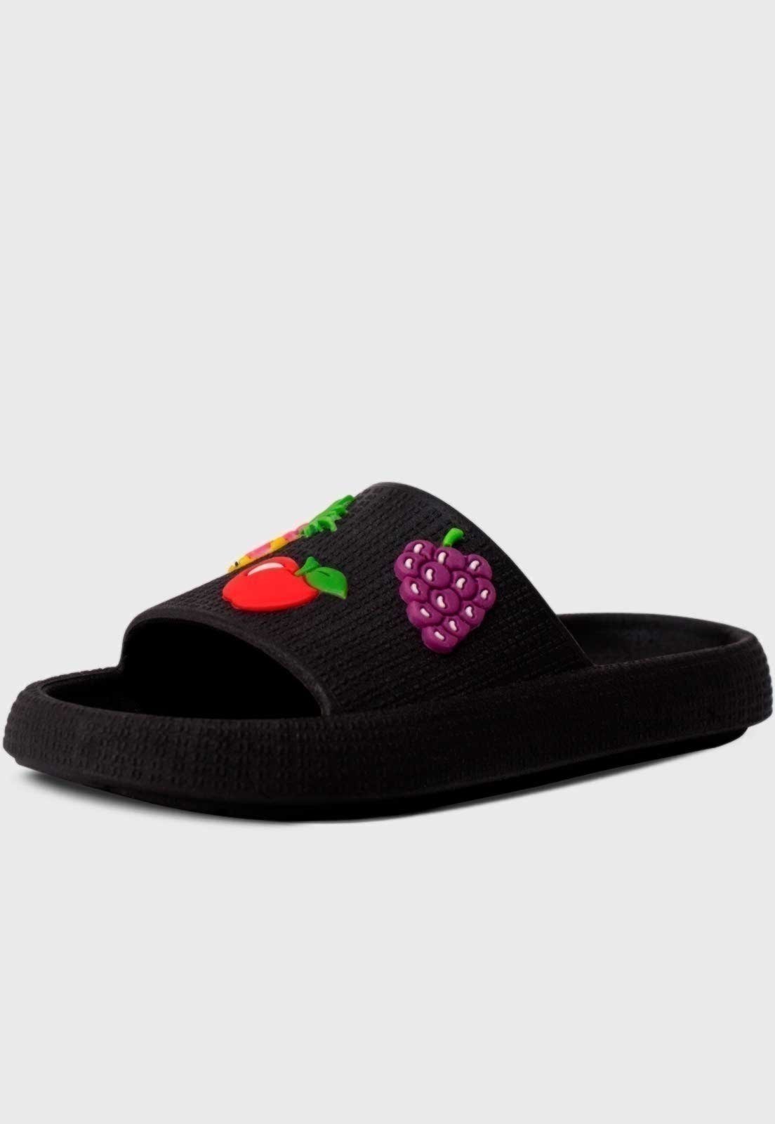 Infantil – Chinelo Nuvem Popidi Menina Frutas Preto