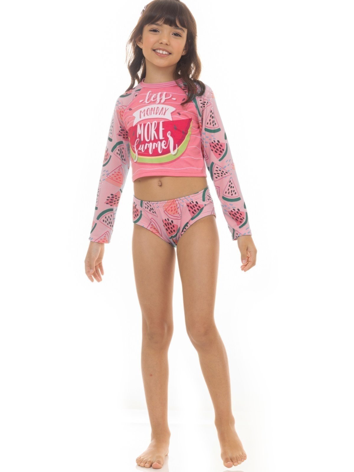 Vista 2 Conjunto De Praia UV50+ Menina Melância Refrescante Magicamente Magicamente Kids rosa Magicamente Kids rosa