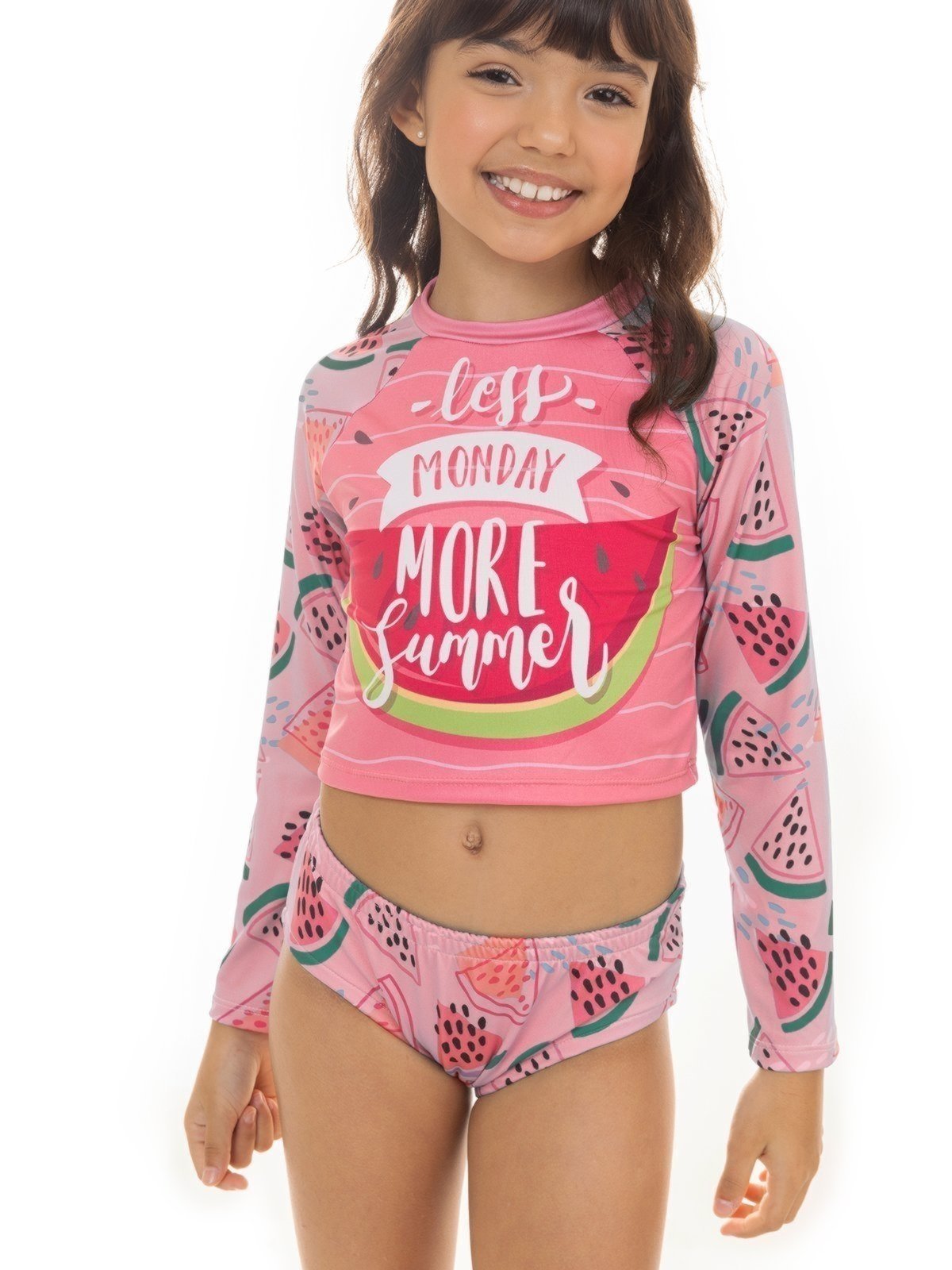 Vista 3 Conjunto De Praia UV50+ Menina Melância Refrescante Magicamente Magicamente Kids rosa Magicamente Kids rosa