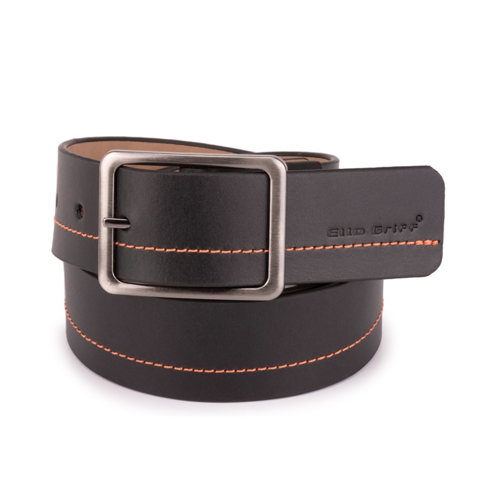 Cinta Cinto Masculino Casual Ajuste Fino Versátil Couro Legitimo Ello Griff Preto