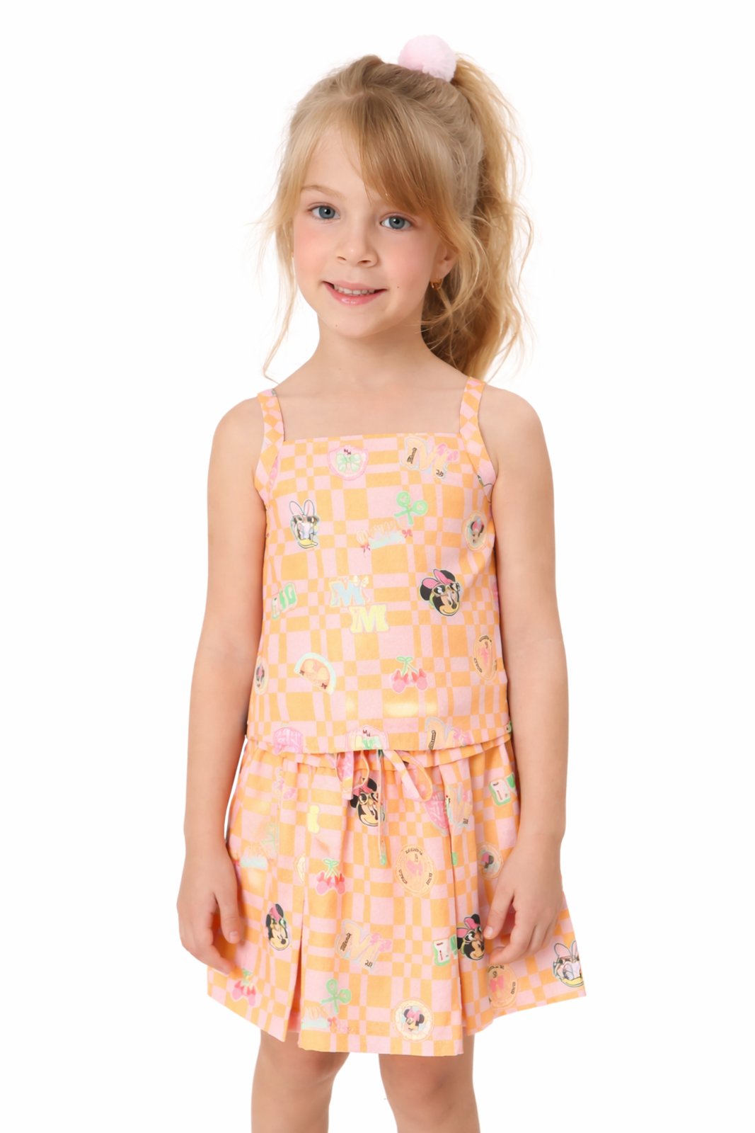 Infantil - Conjunto Regata E Shorts Disney Minnie E Daisy Play Time Laranja