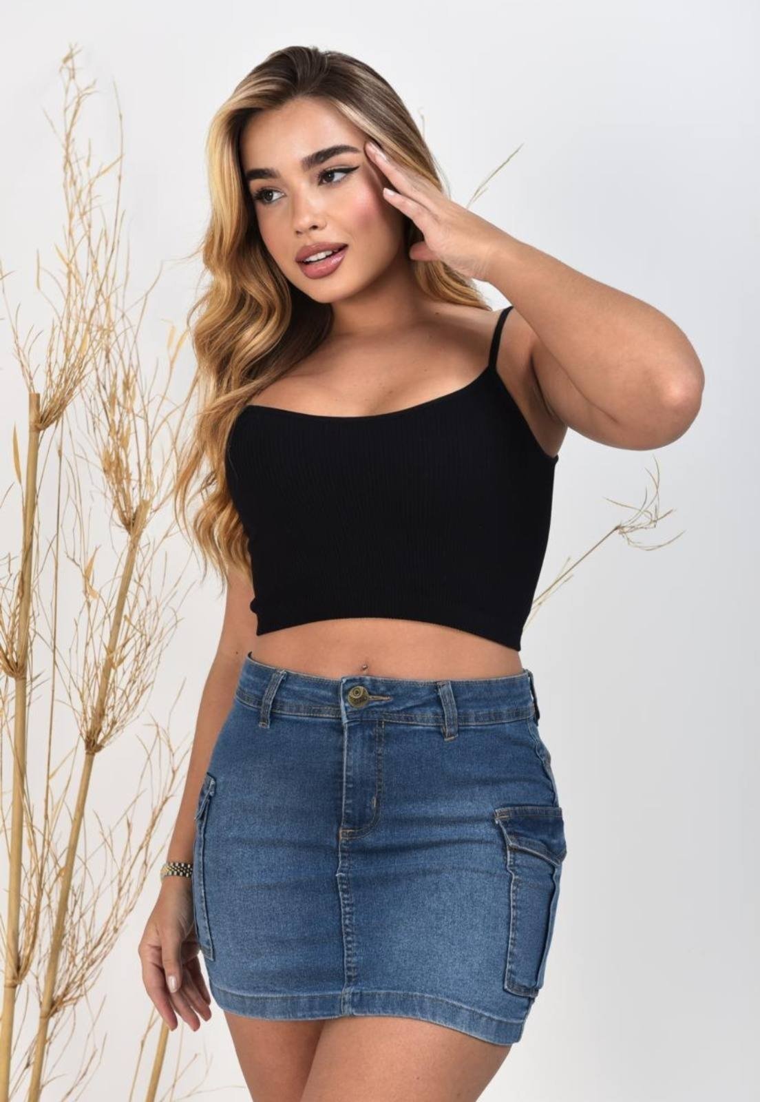 Mini Saia Jeans Feminina Kiridas Jeans Casual E Moderna Azul Escuro