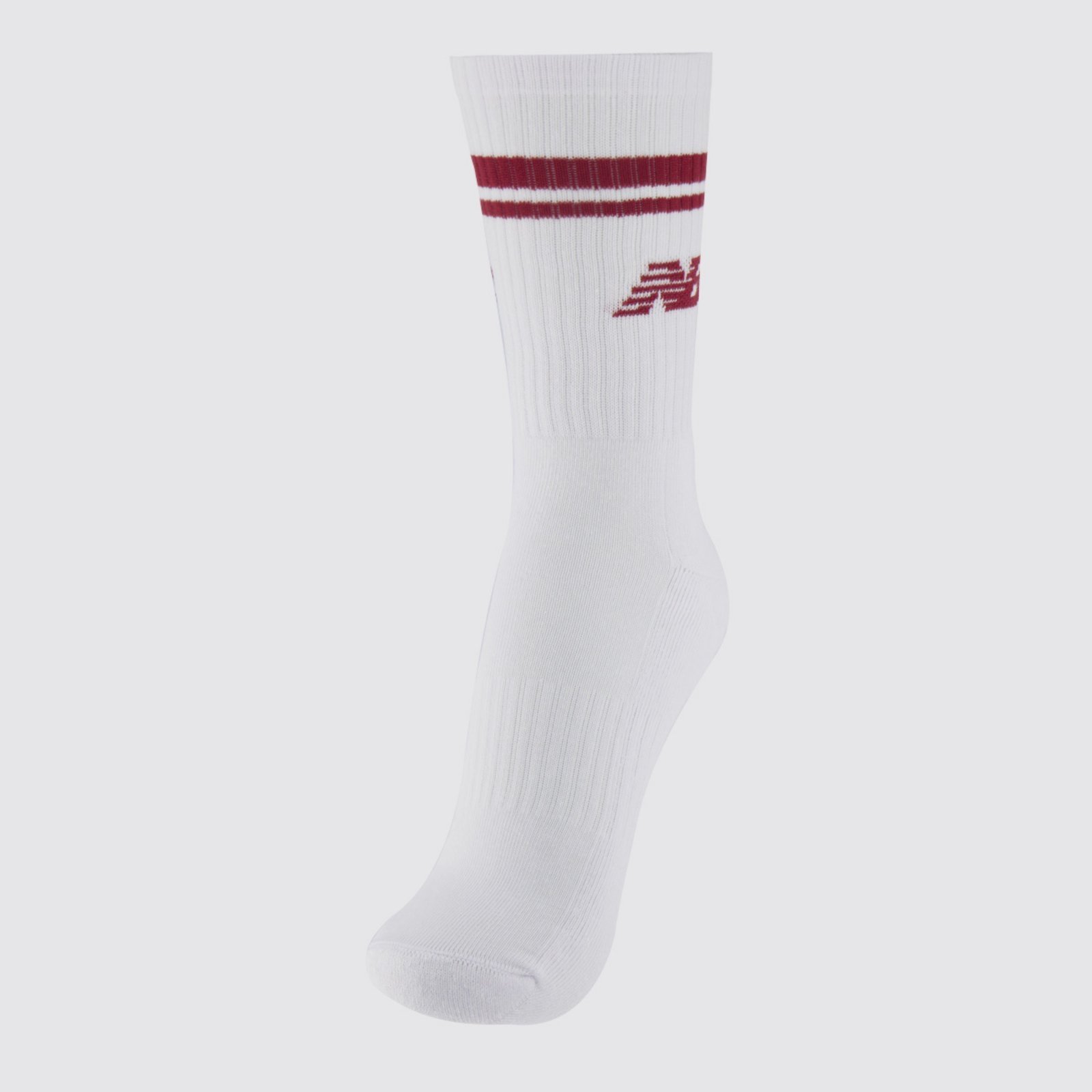Meia New Balance Cano Alto Branco e Vermelho