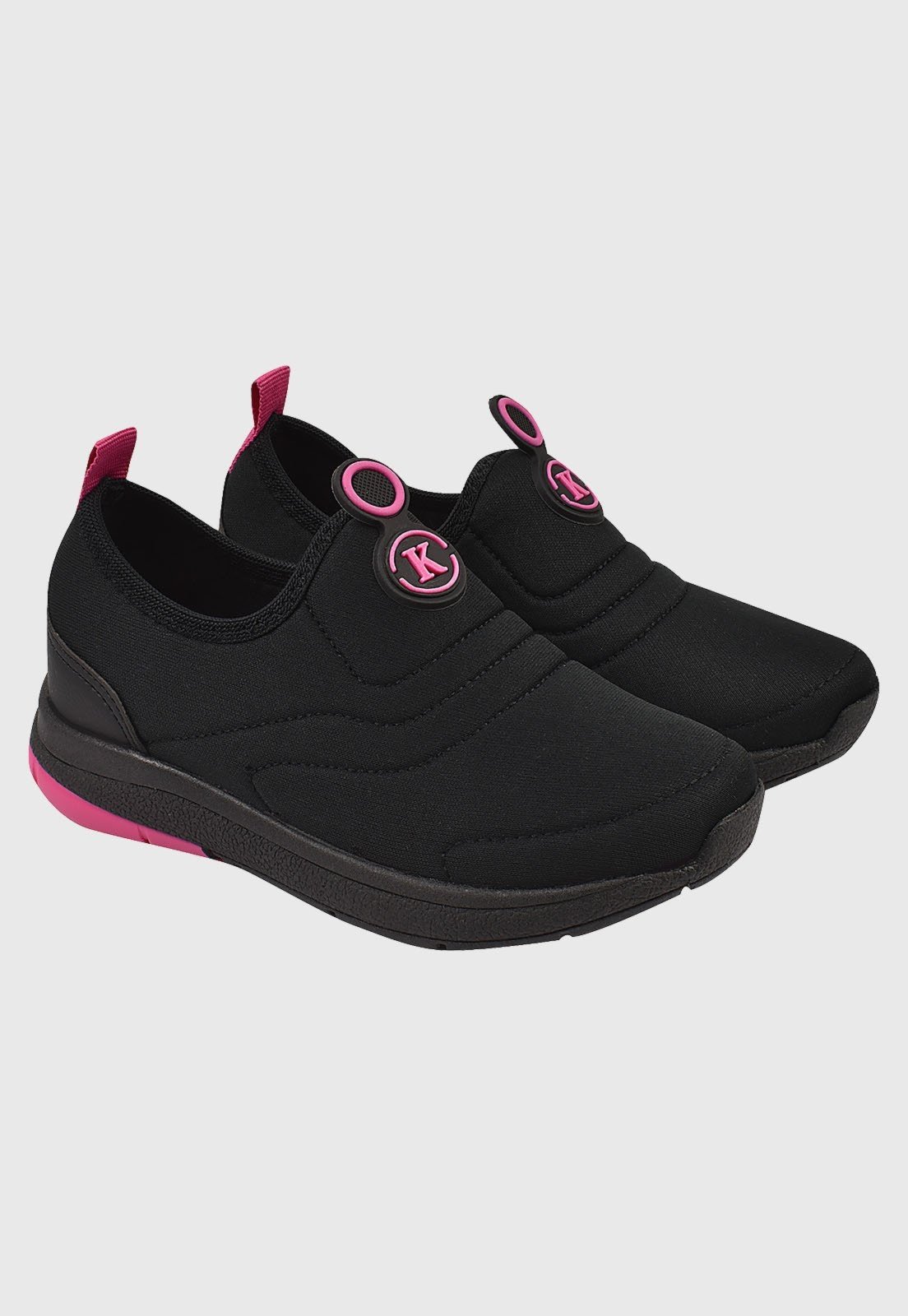Vista 3 Infantil - Tênis Calce Facil Preto com Pink tep Kidstep preto pink Kidstep preto pink