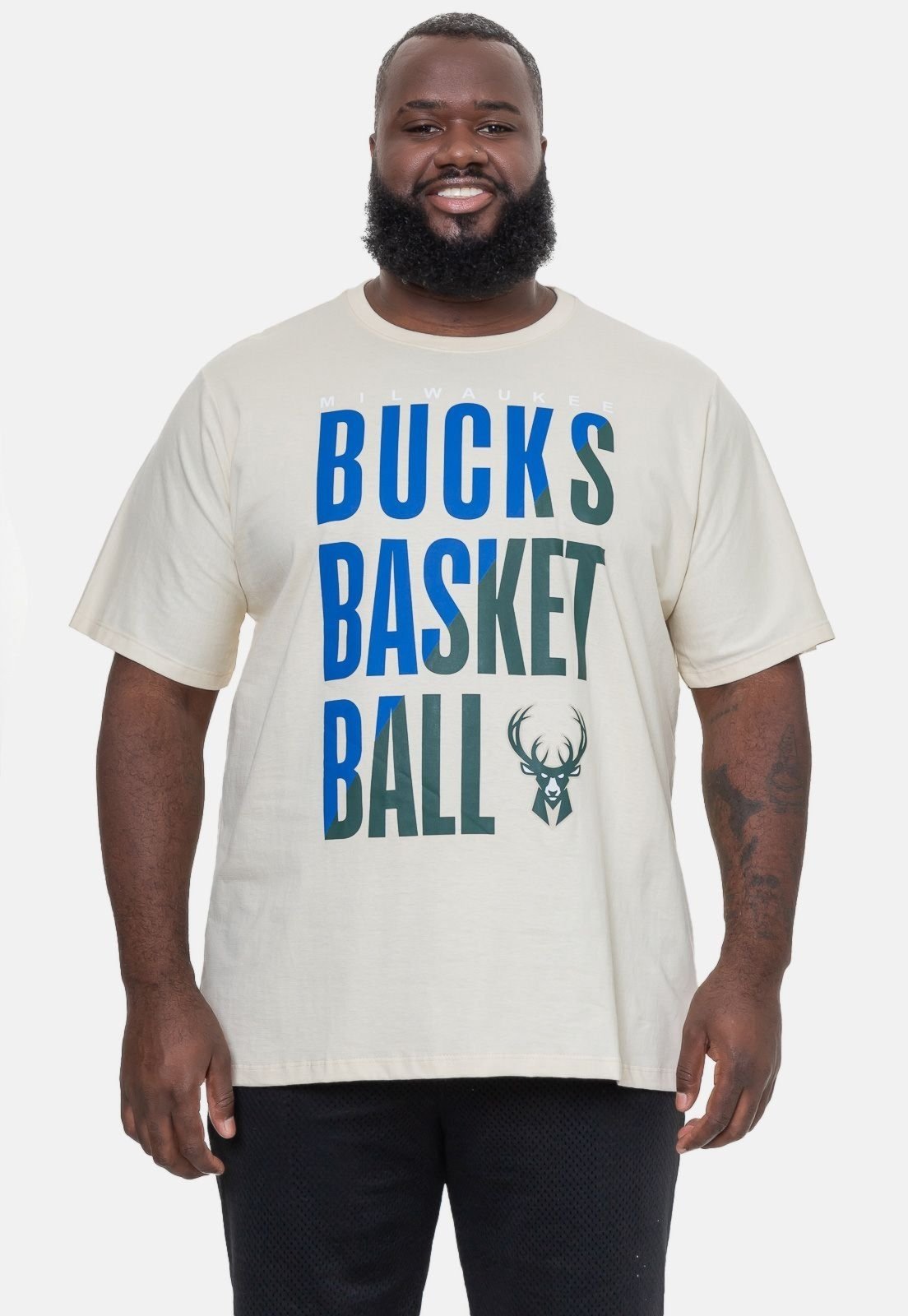 Camiseta NBA Plus Size Masculina Colorful Vintage Bege