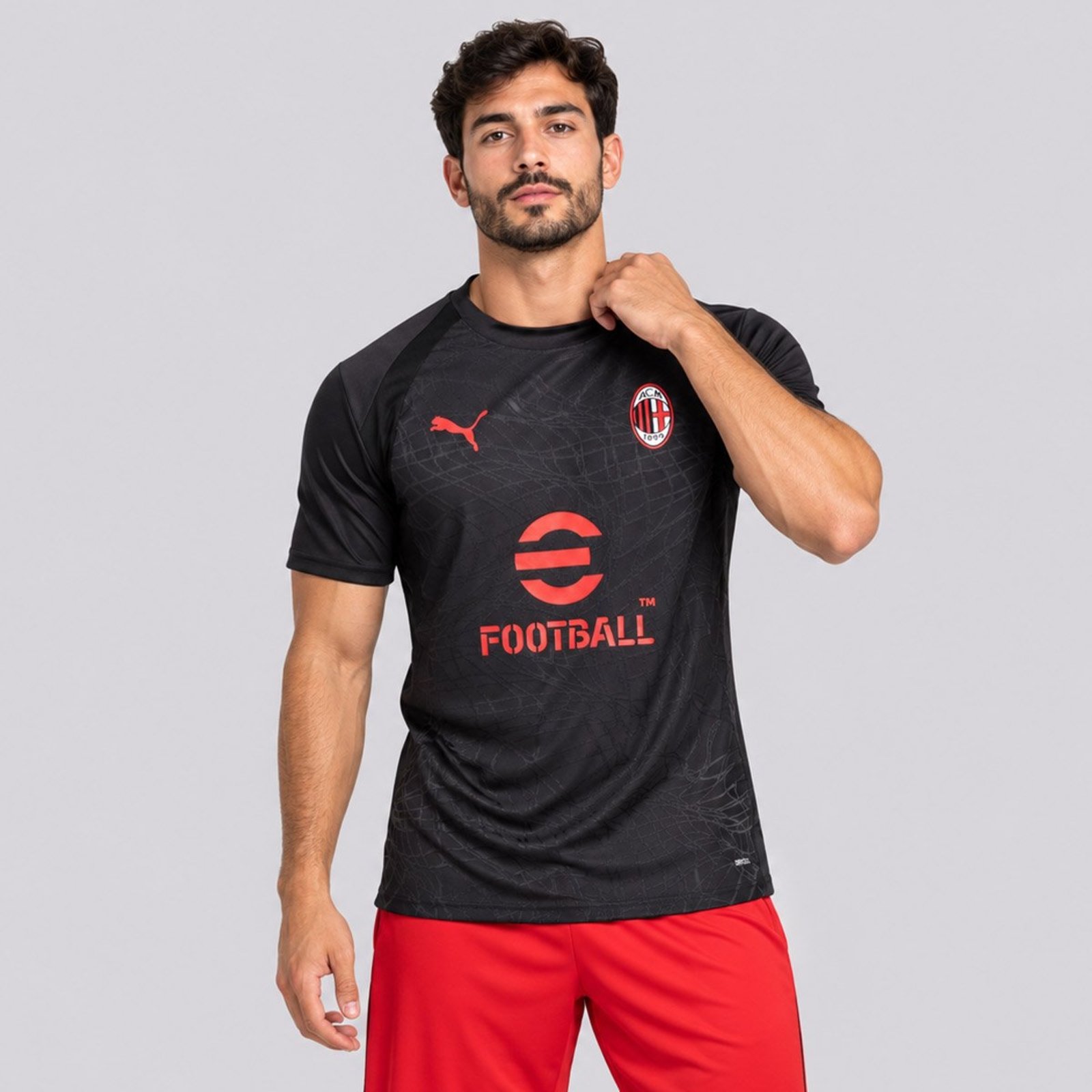 Camisa Puma AC Milan Treino 2026 Cinza Escuro
