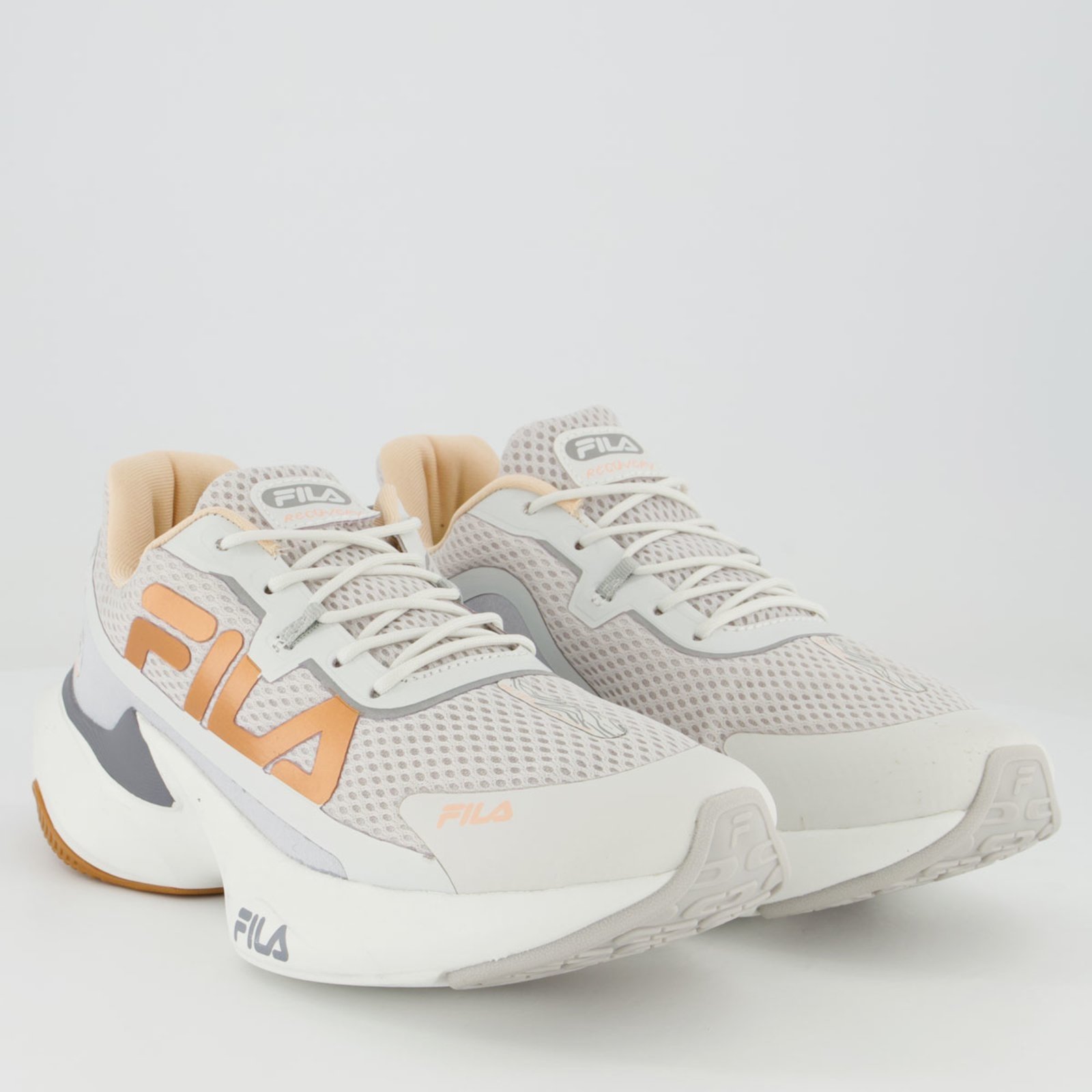 Vista 3 Tênis Fila Recovery Feminino e Salmão branco Fila branco