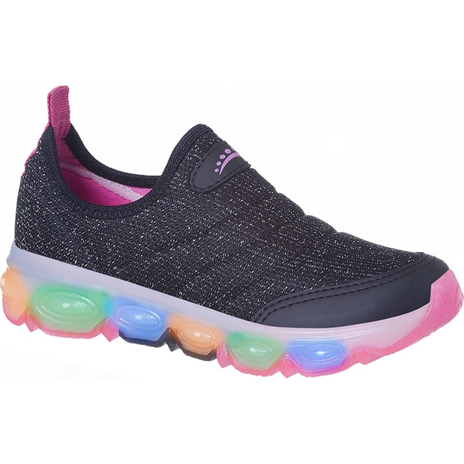 Vista 2 Infantil - Tênis Ortopasso Jogging Menina Colorido LED preto Ortopasso preto