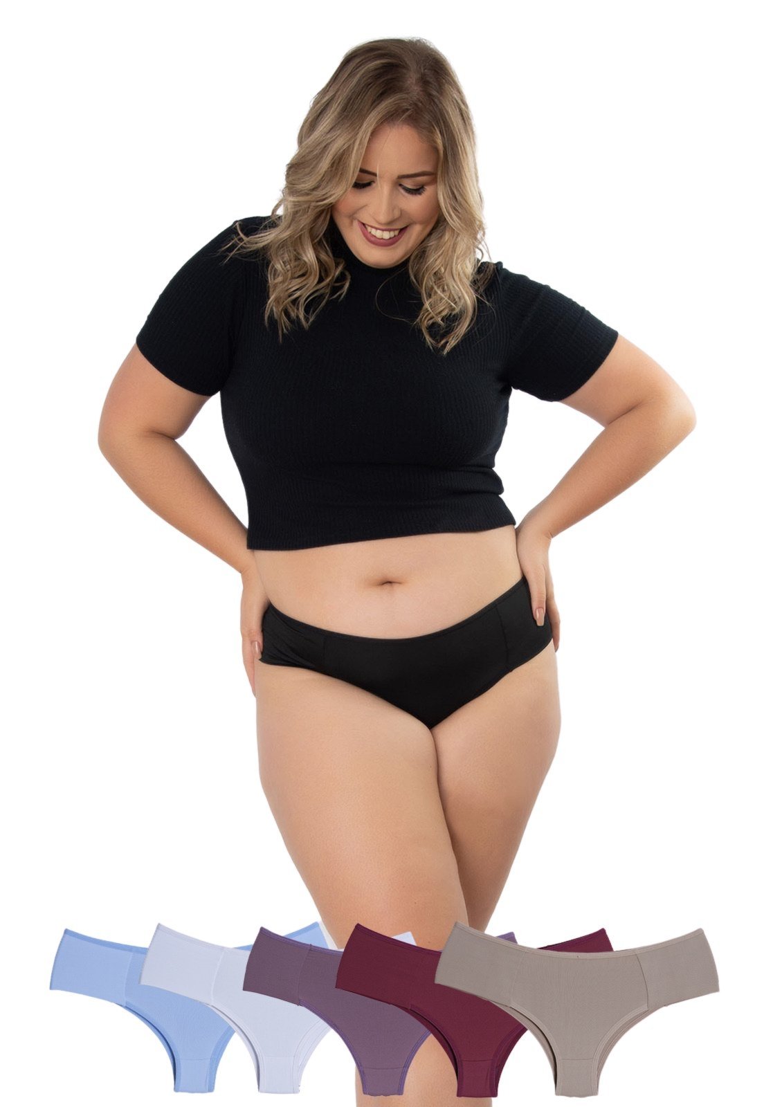 Kit 5 Calcinhas Bombom Plus Size Microfibra Concept Lingerie Multicolorido