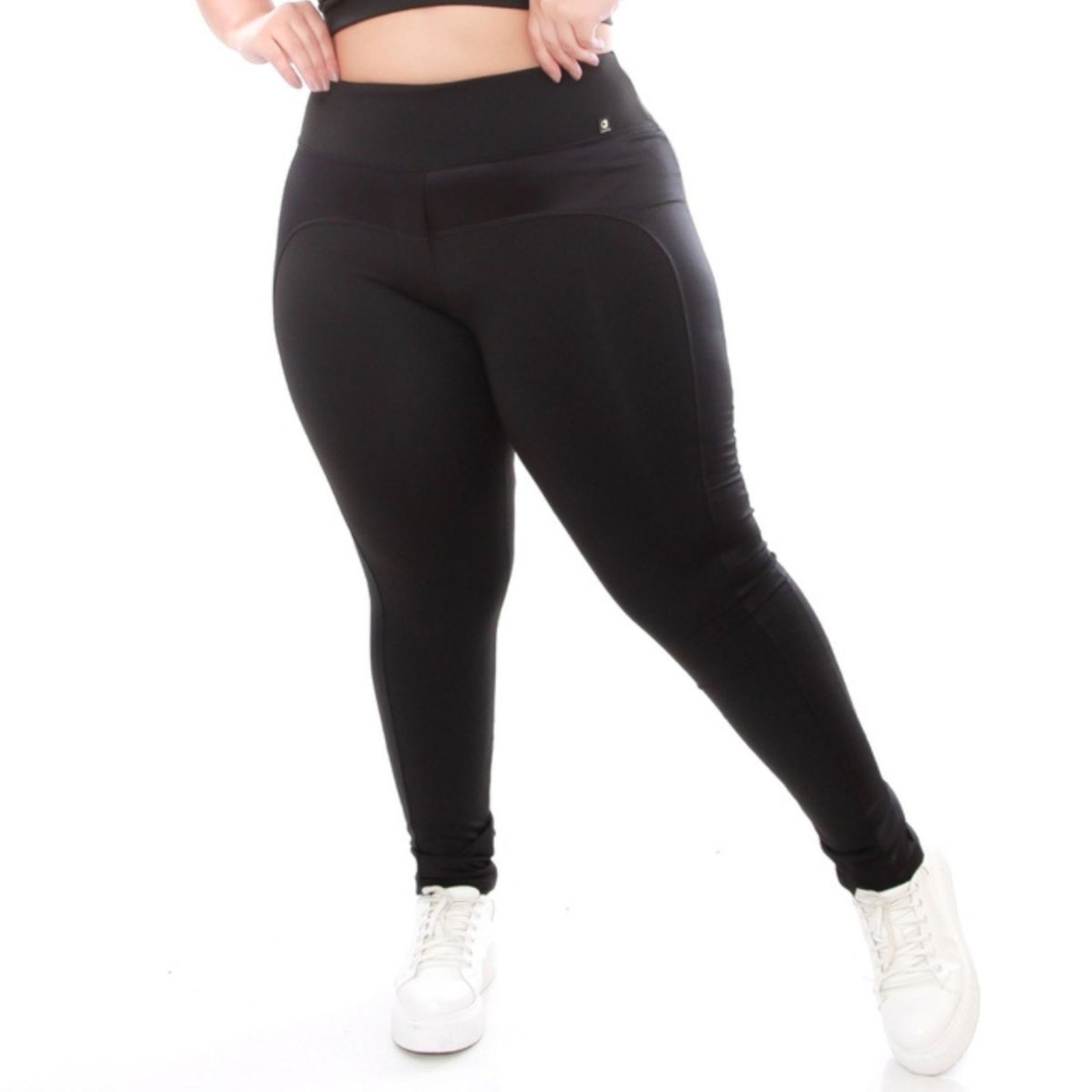 Legging Plus Size Vih Triny Montaria Empina Bumbum Lisa Peluciada Forrada Preto