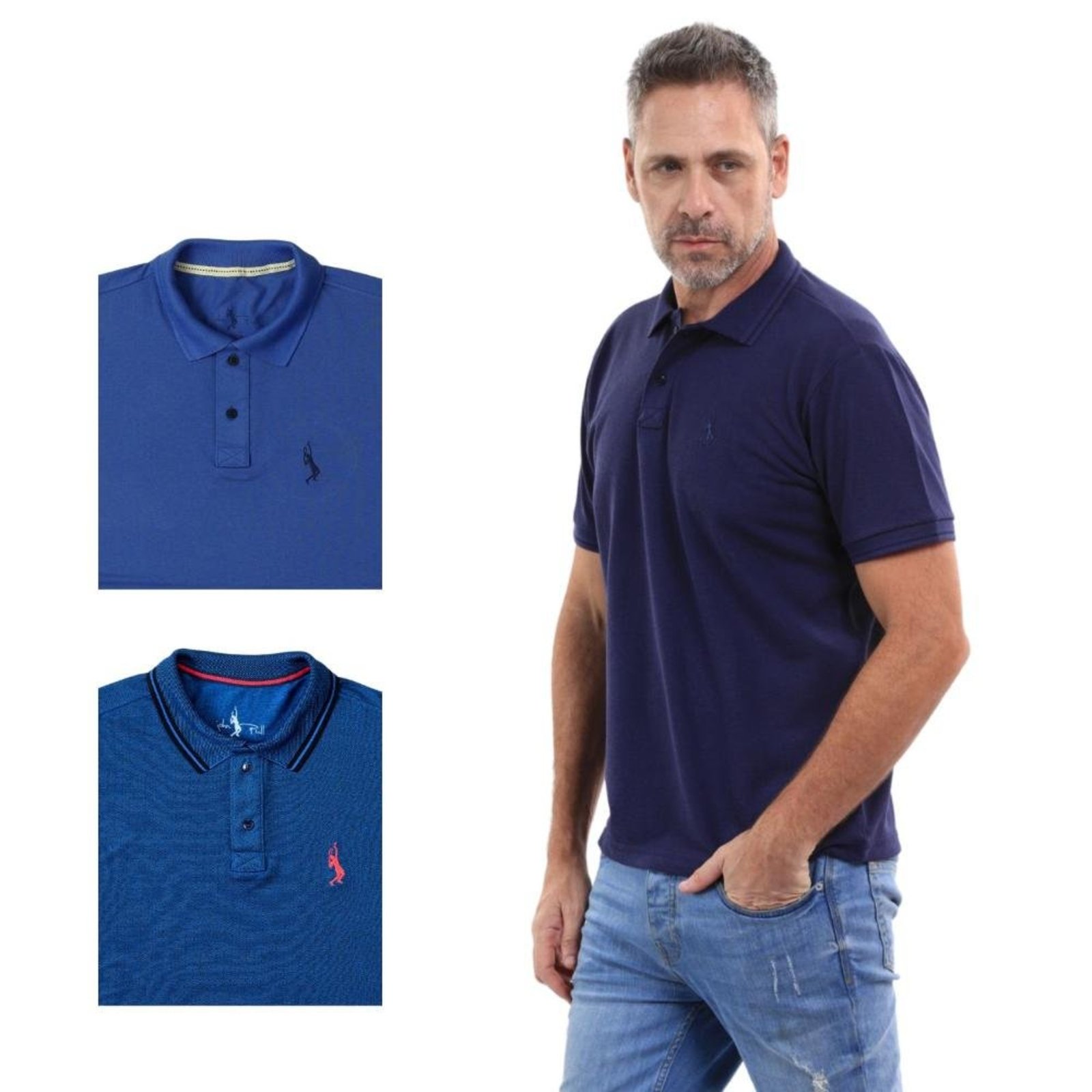 Kit 3 Camisa Polo Masculina Slim Piquet Algodão Ocasiões