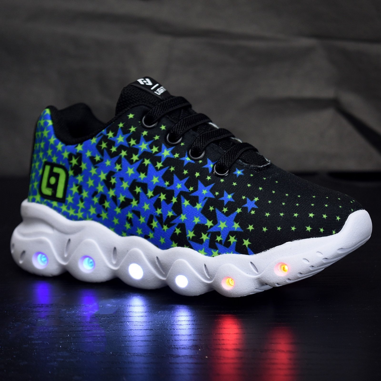 Vista 3 Infantil - Tenis De Led Meninos Casual Preto e Com Luzes + Chinelo Óculos e Relógio CALCADOS LGHT LIGHT azul CALCADOS LGHT LIGHT azul