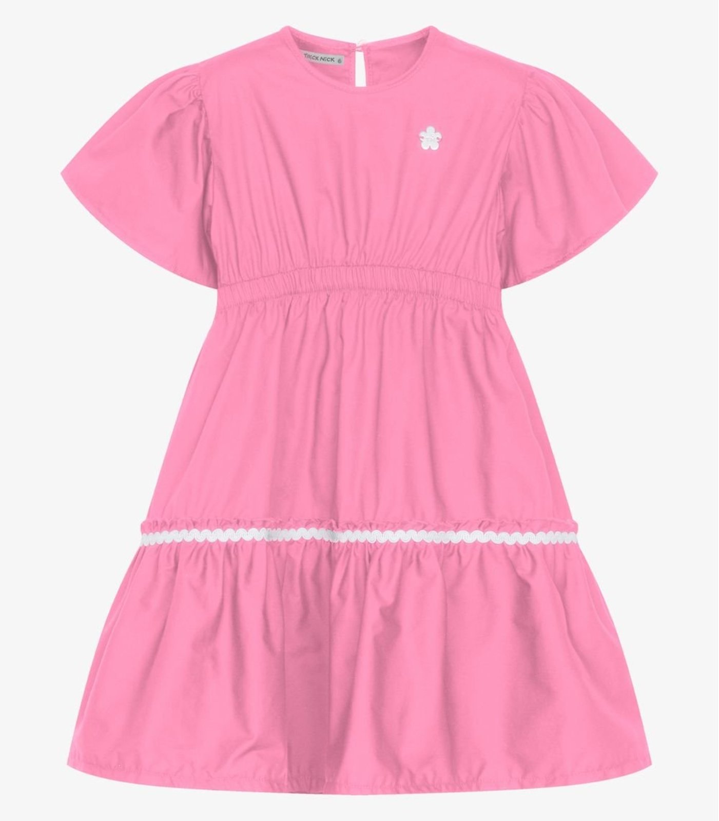 Infantil - Vestido Tricoline Manga Ampla Trick Nick Rosa