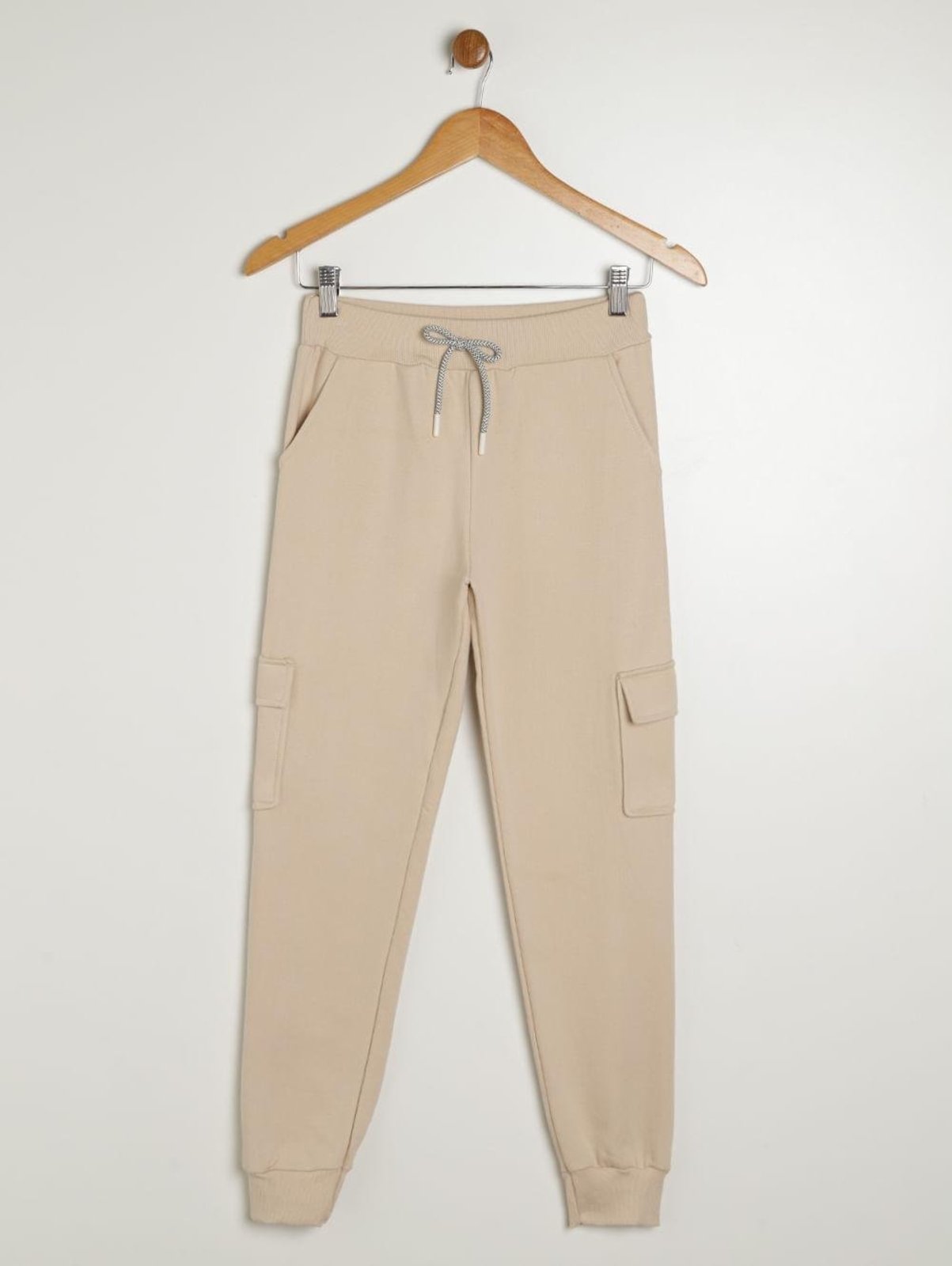 Infantil - Calça Moletom Cargo Juvenil Para Menino - BEGE