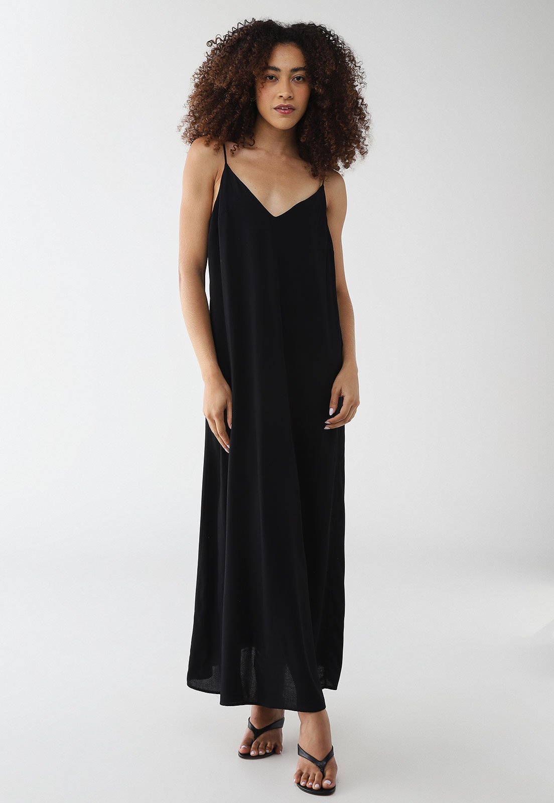Vestido Feminino Colcci Longo Alças Finas Preto