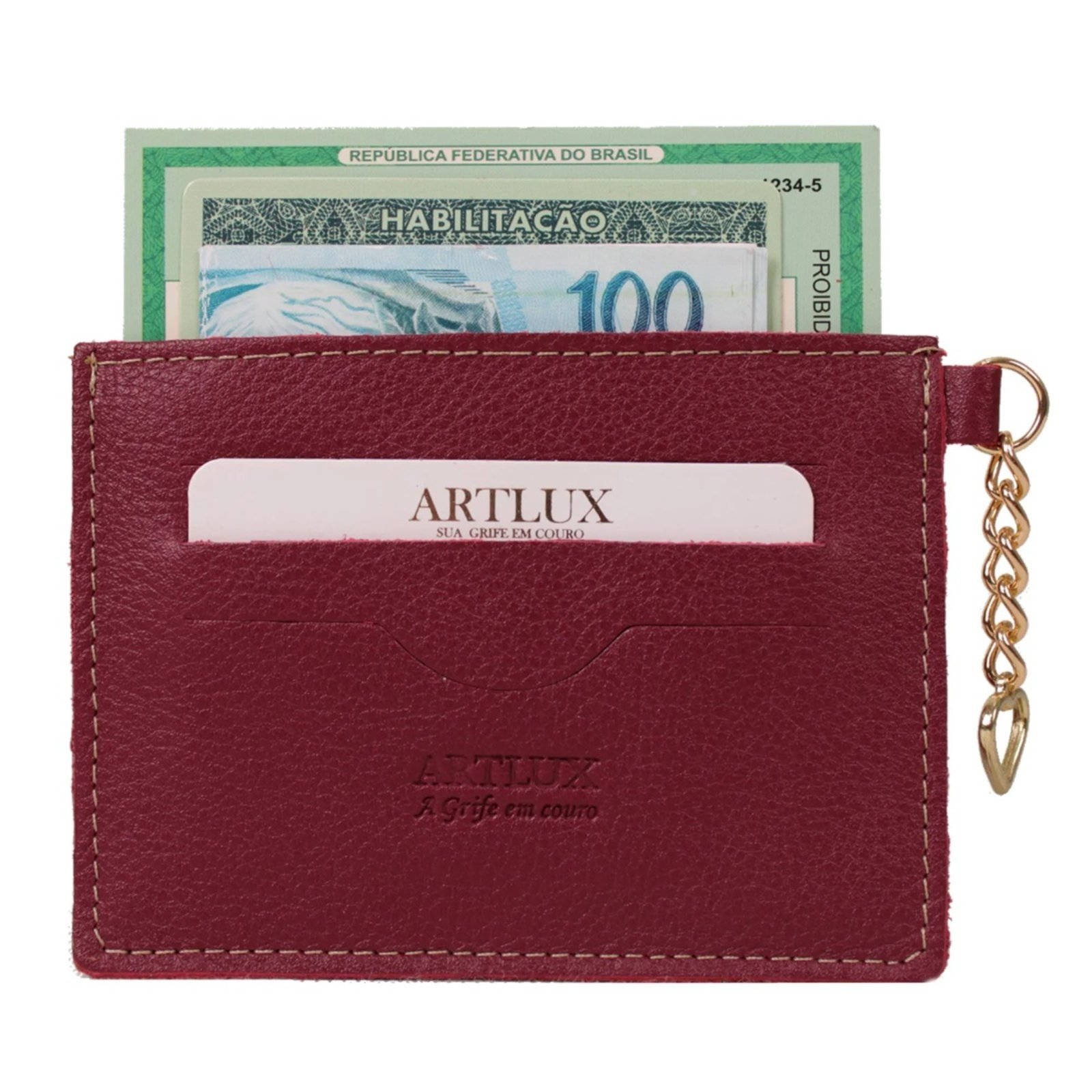 Porta Documentos Feminino em Couro Artlux – VINHO