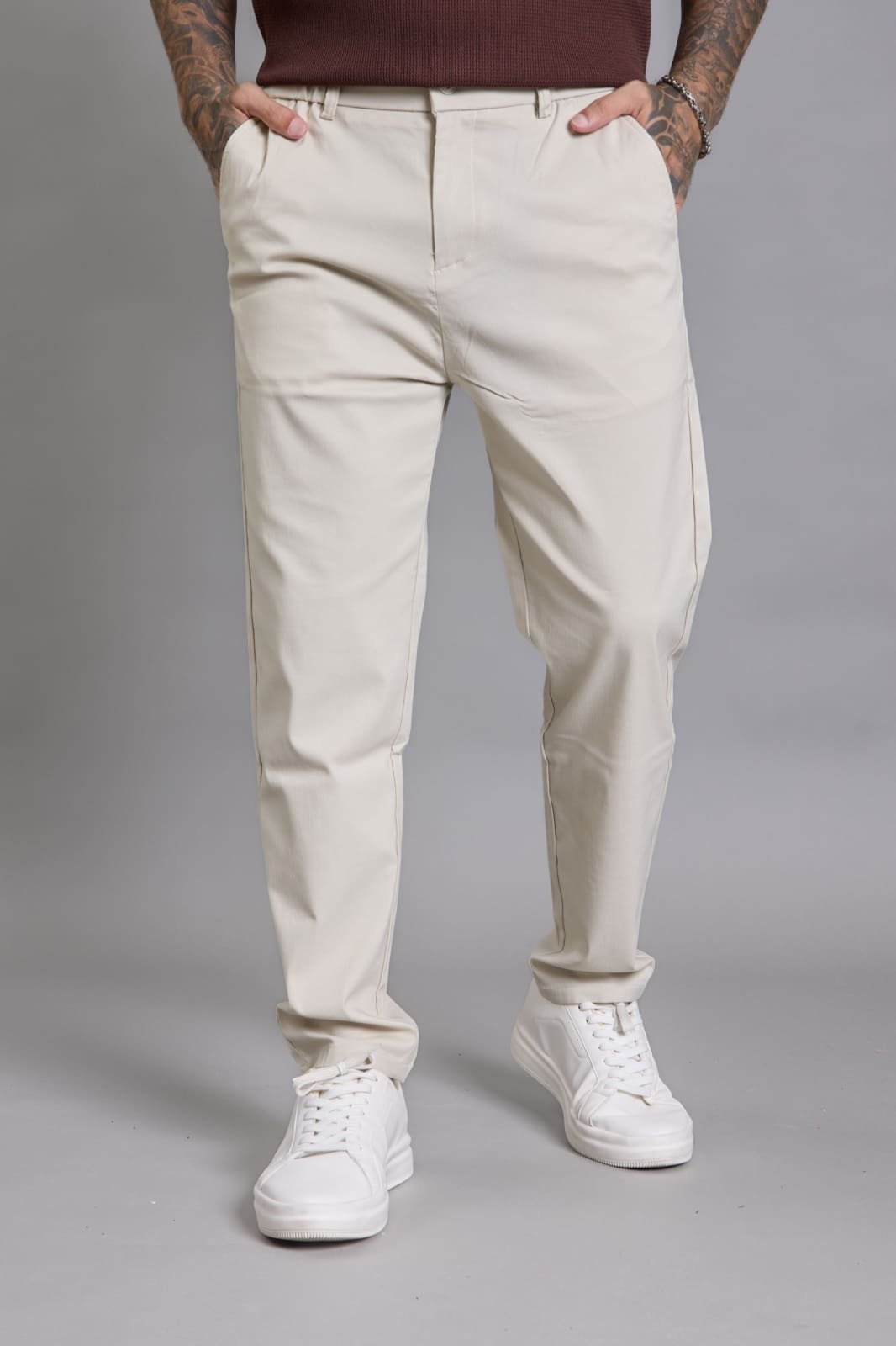 Calça Alfaiataria Slim Social Masculina Color Dialogo Bege