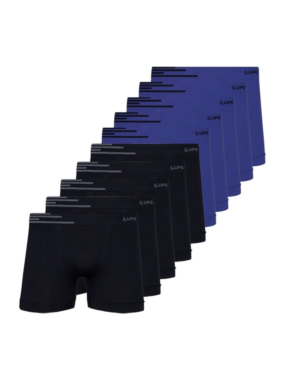 Kit com 10 Cuecas Boxer Lupo 436-002 Azul