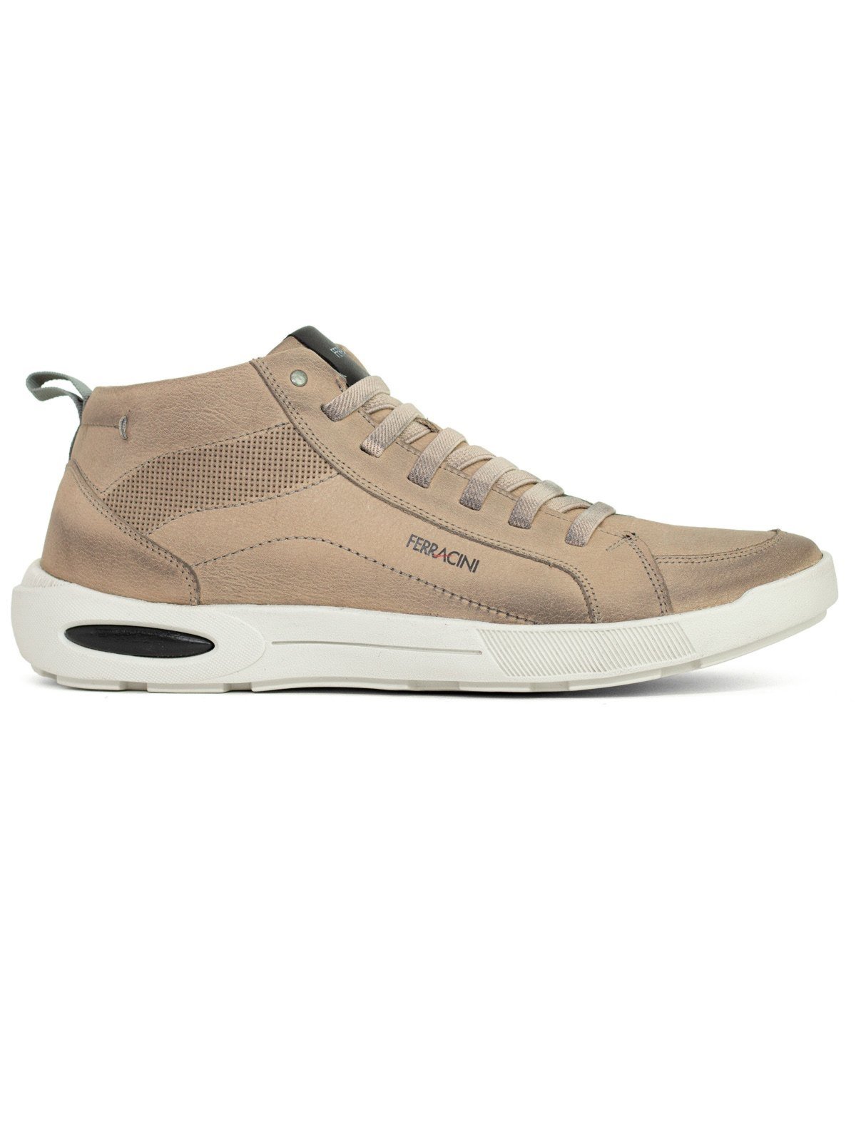 Bota Masculina Ferracini Casual Pulse 24h Couro Legítimo Elástico Zíper Conforto Cinza
