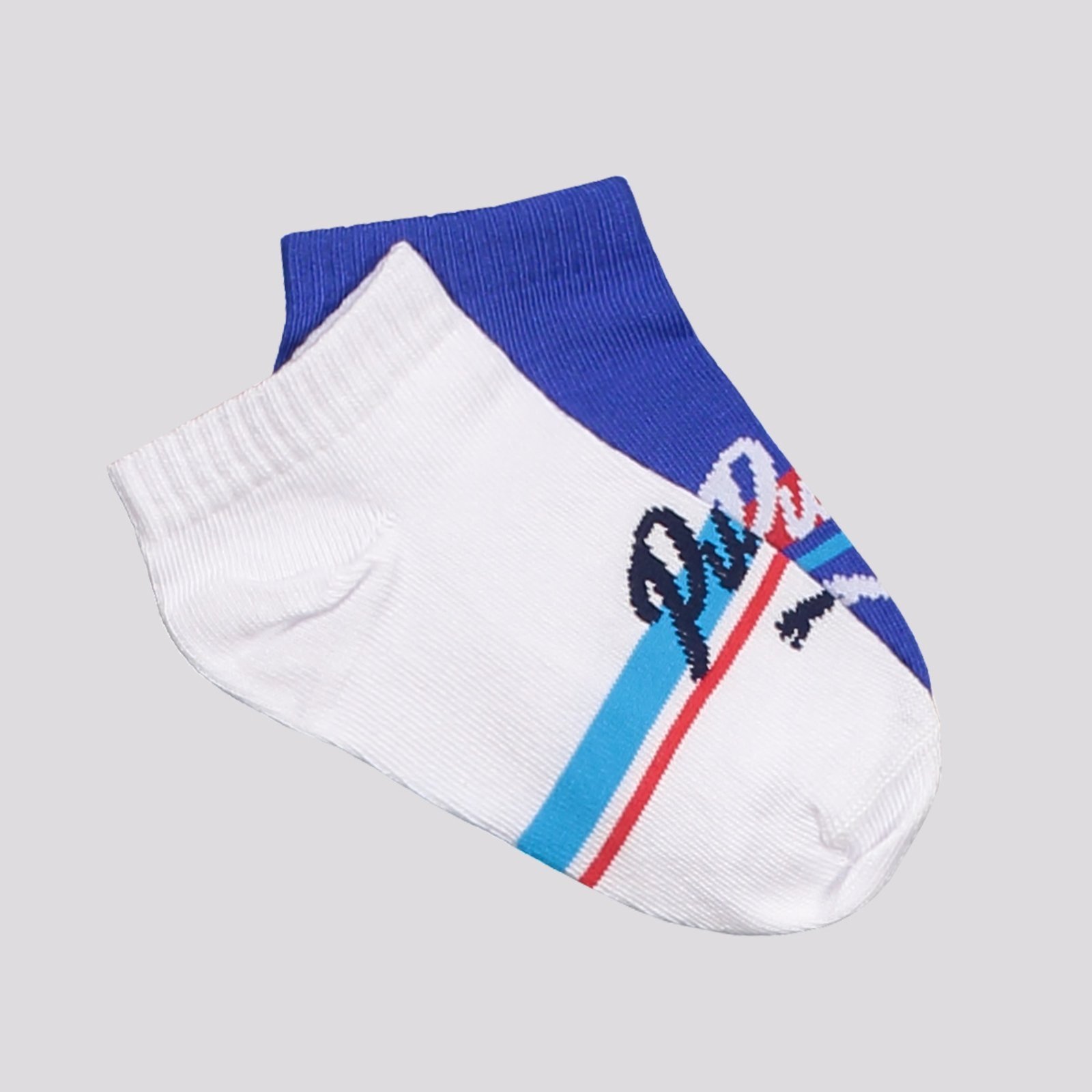 Vista 2 Kit Meia Puma Sapatilha 2 Pares Branca e Azul branco azul Puma branco azul