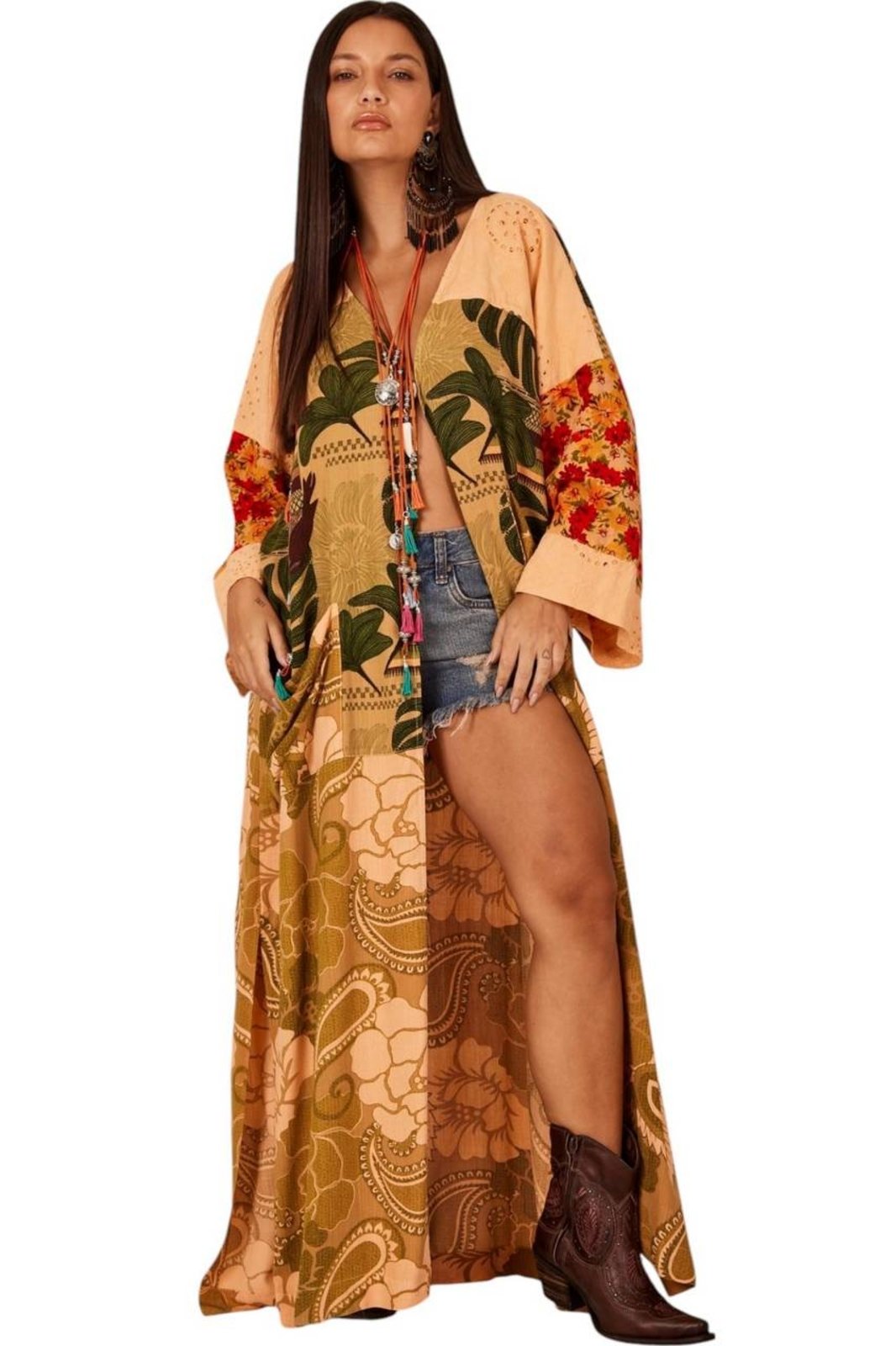 Kimono Longo Laranja Patchwork Yacamim J10 – Patchwork