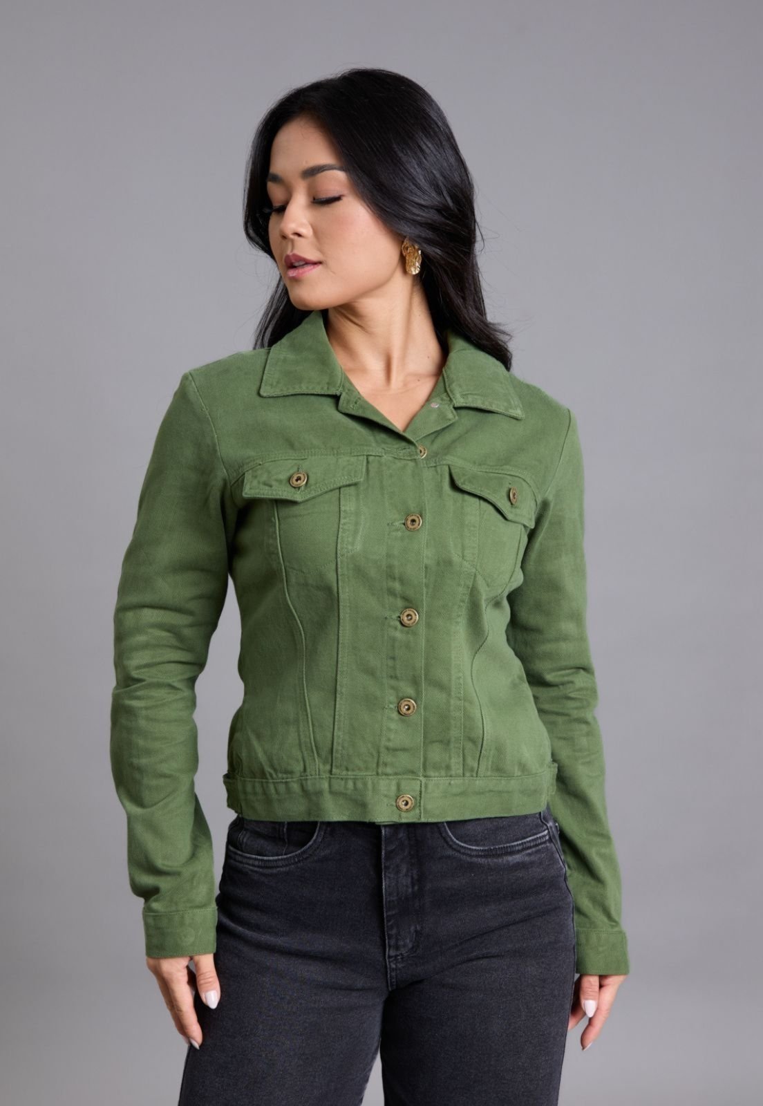 Jaqueta Sarja Feminina Tradicional Color Lemier Collection Verde