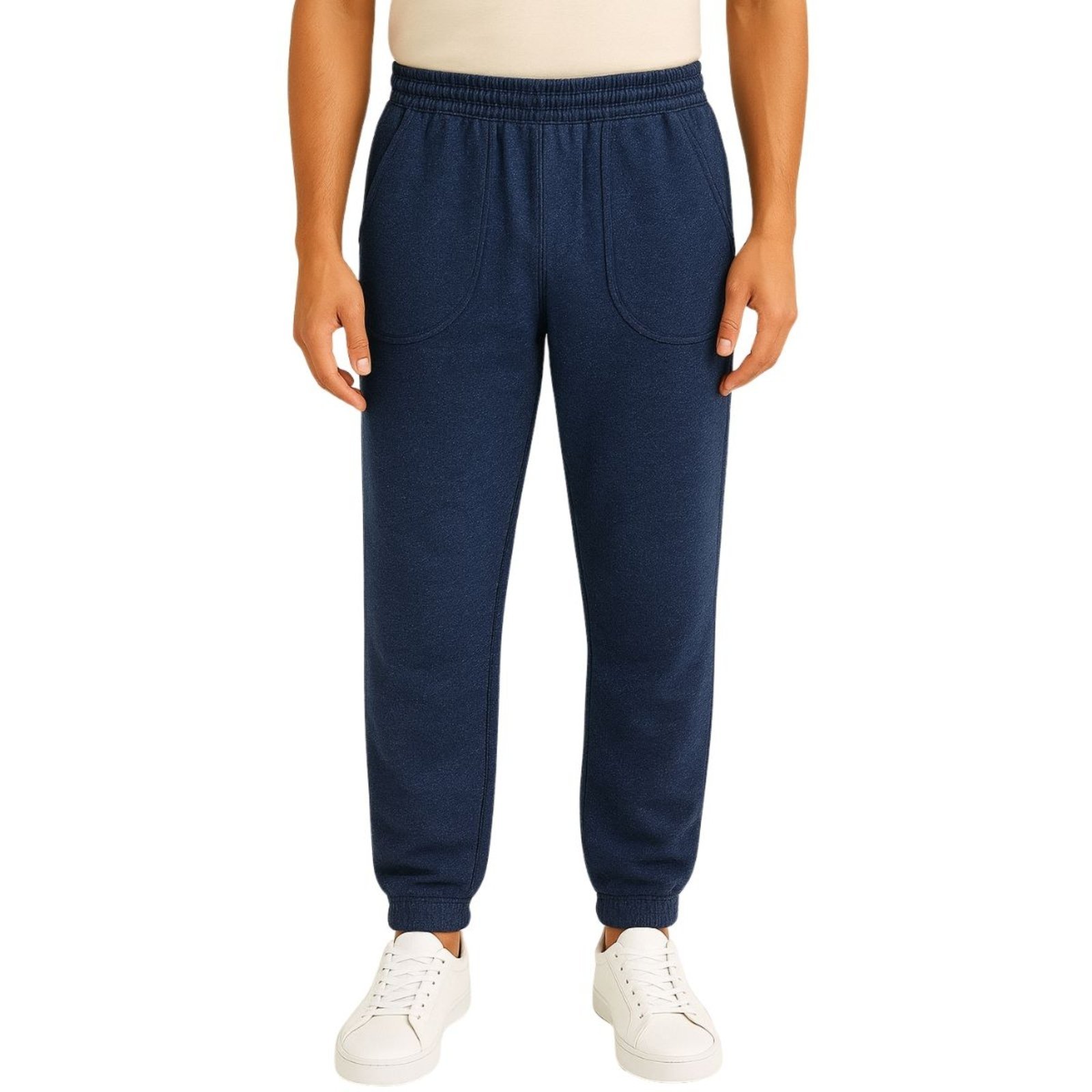 Calça de Moletom FMF Masculina Mescla Slim com Elastano Conforto e Estilo Casual Marinho