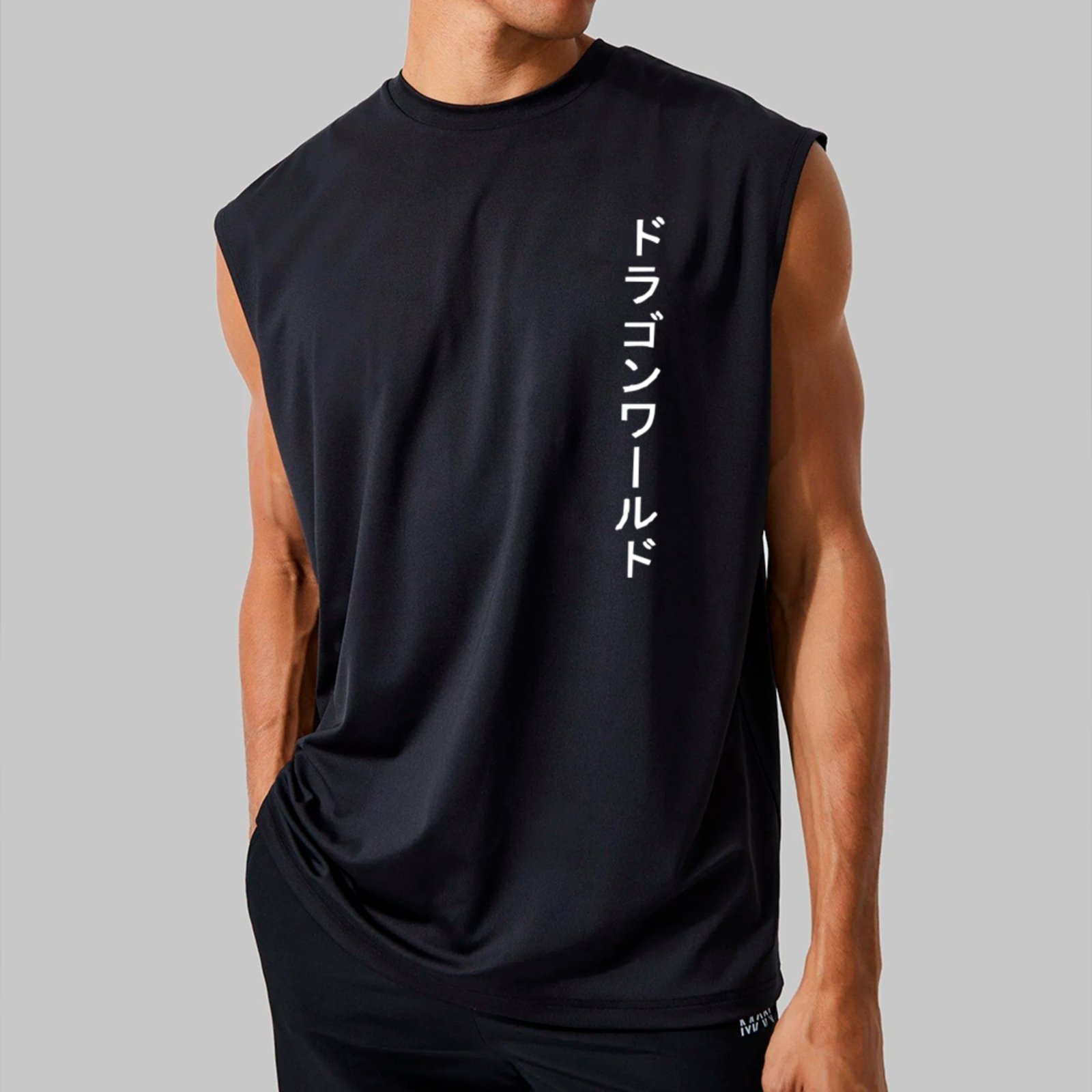 Camiseta Regata Machão Ousy Dragão Oriental Oversized Masculina Preto