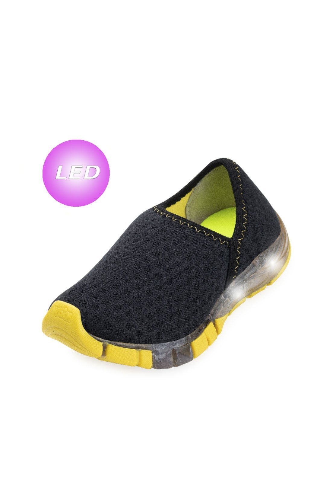 Infantil – Tênis Led Kidy Flex Light KD22-02001 Preto-Amarelo