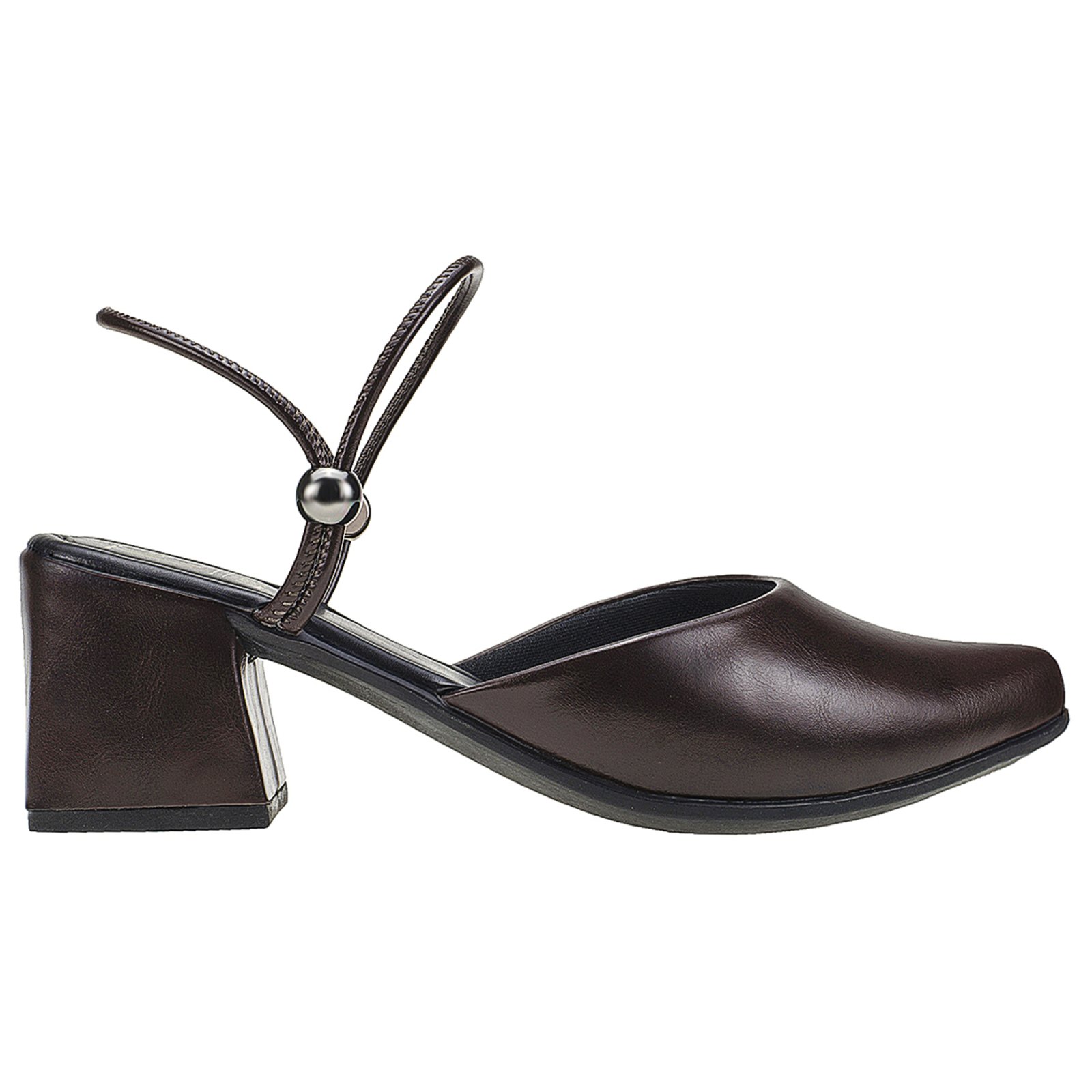 Vista 3 Scarpin Lóris Shoes Feminino Mule Sapato Social 2 em 1 Bico Fino de Scarpin Salto Bloco Fashion 1138 Café preto LÓRIS SHOES preto