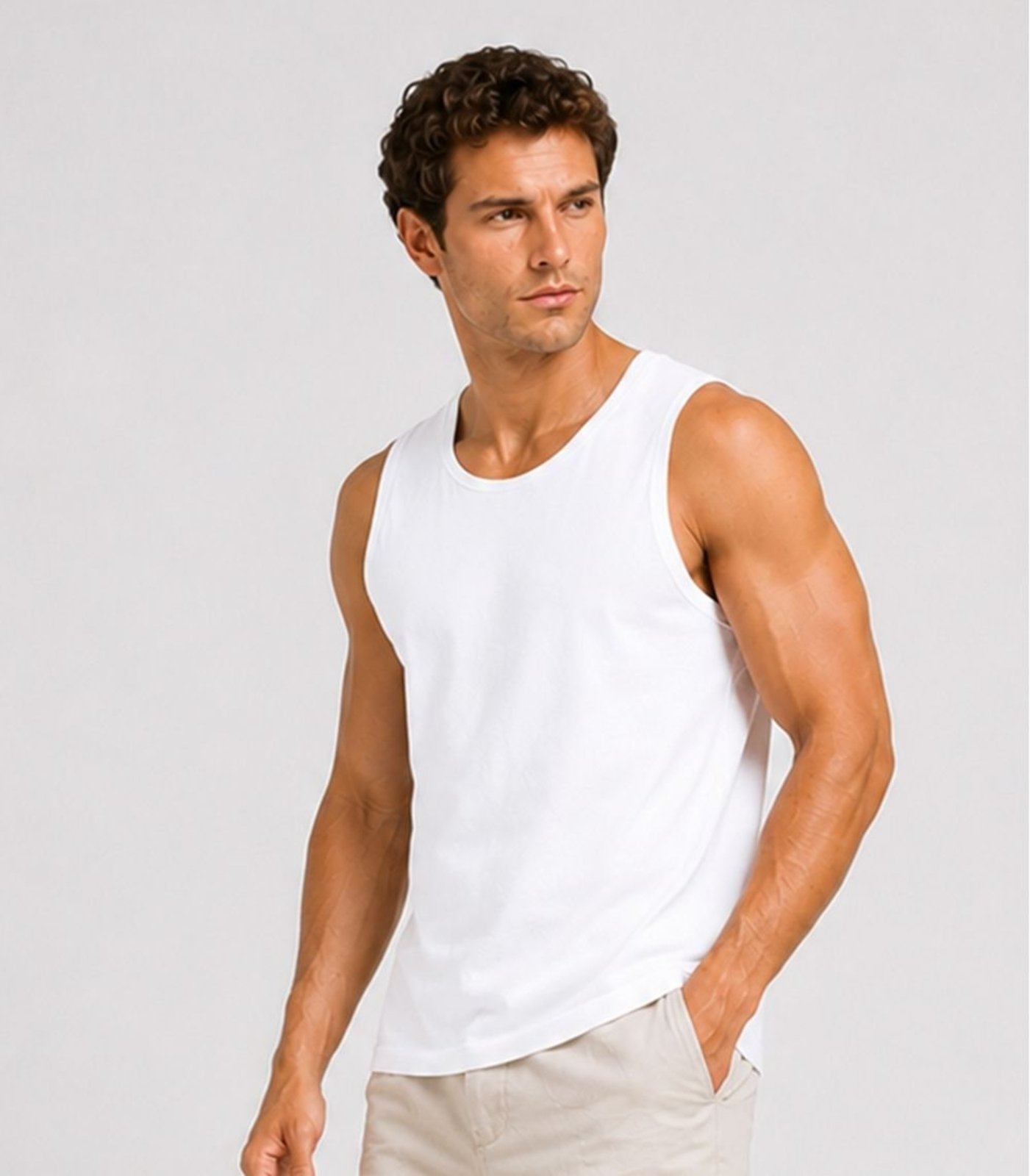 Regata Meia Malha Básica Masculina KO Branco