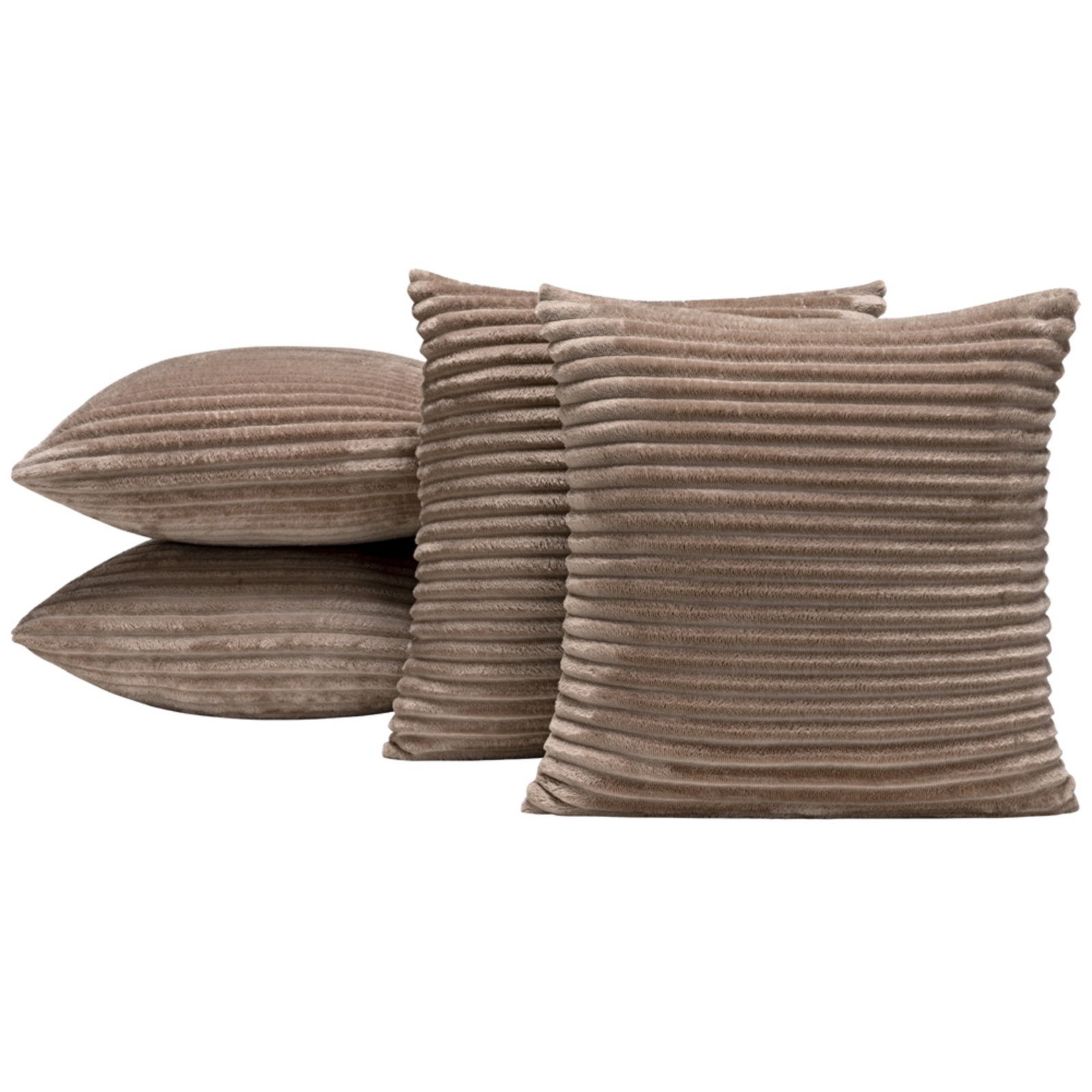 Kit 4 Capas de Almofada Casa Scarpa Napoli 45x45 Manta Canelada - Bege