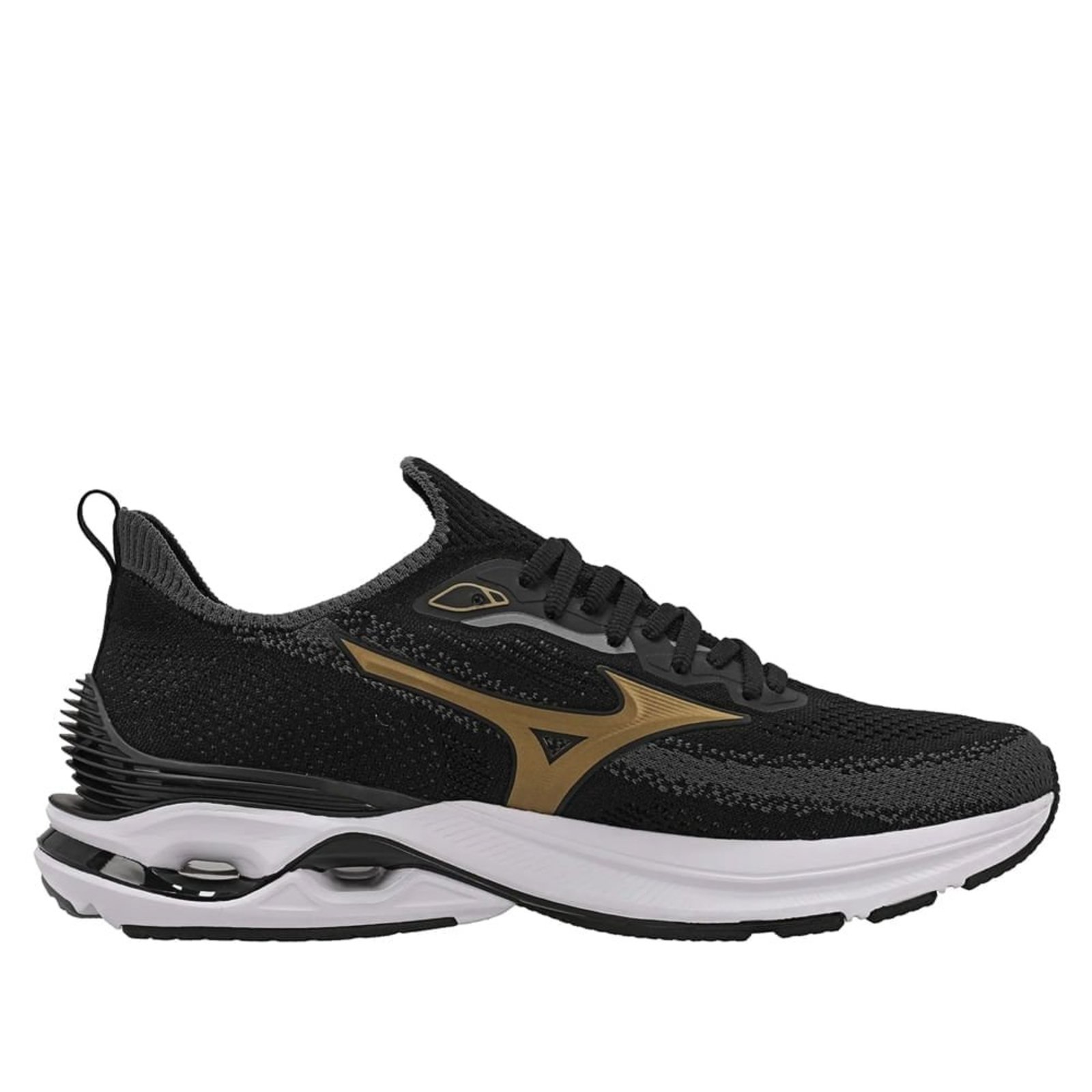 Tênis Masculino Mizuno Wave Mirai 8 Knit Preto/Dourado