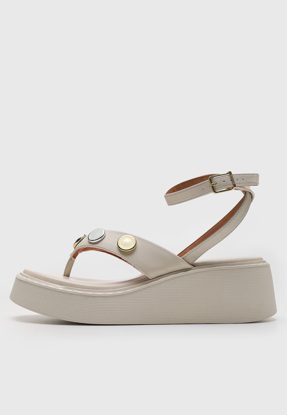 Sandália Baixa Vizzano Metálica Plataforma Off-White