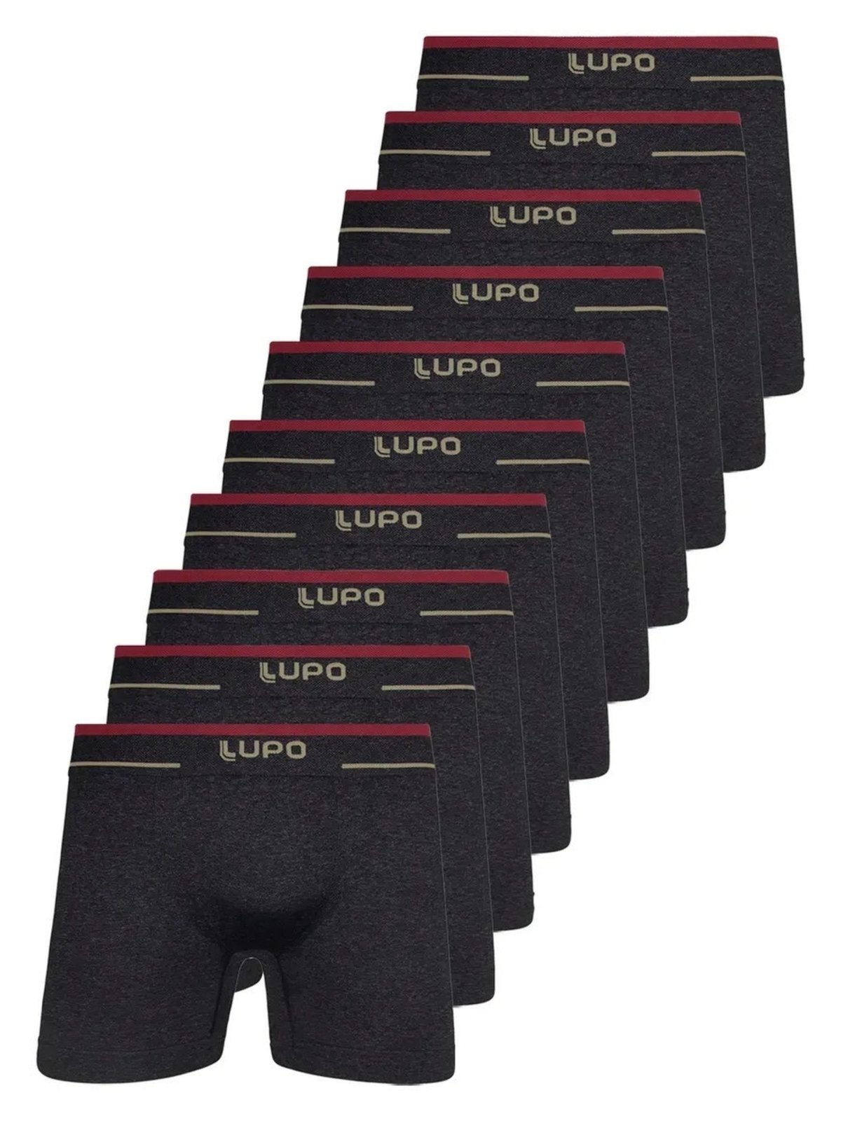 Kit com 10 Cuecas Boxer Lupo 17800-001 Plus Size Preto