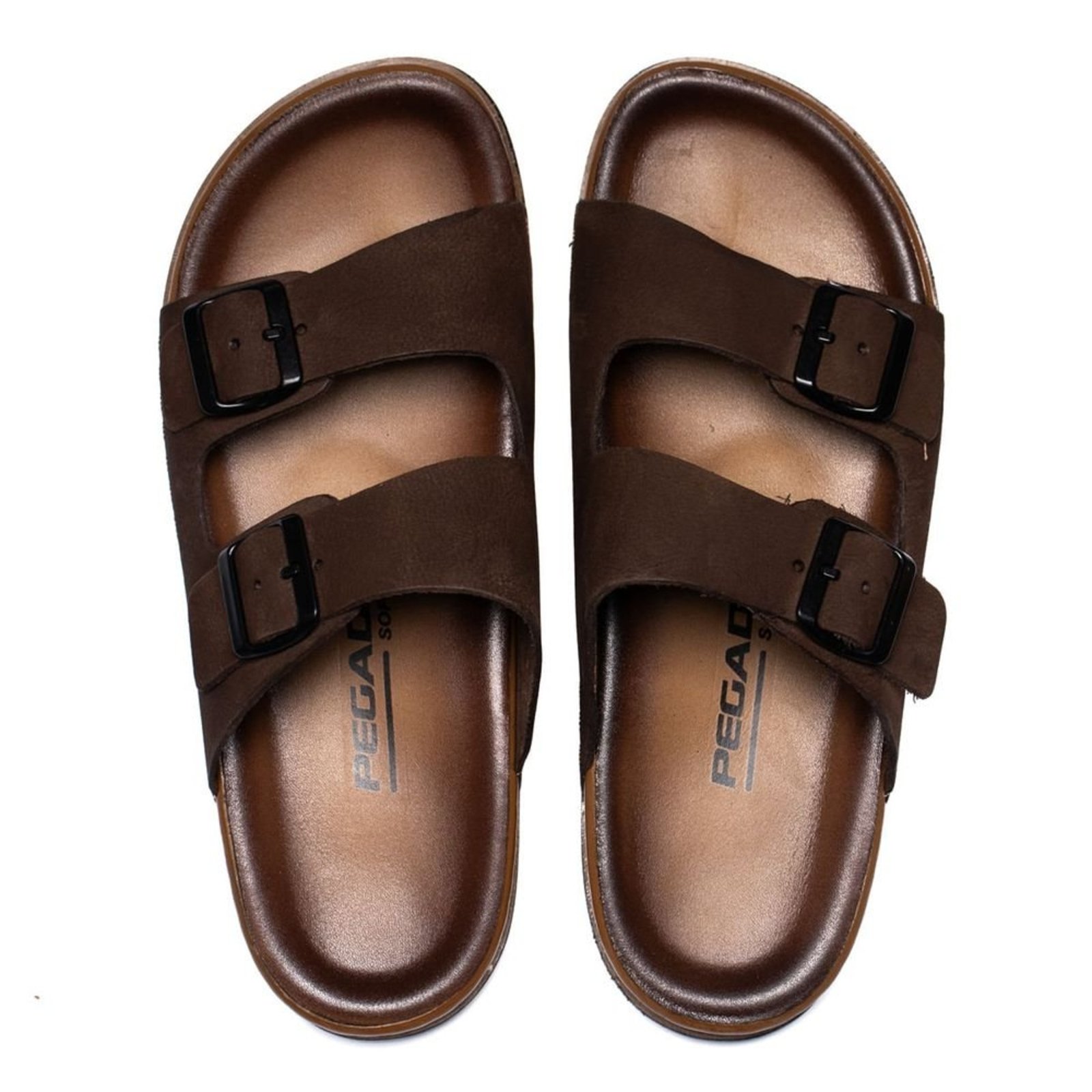 Infantil - Chinelo Slide Masculino Pegada Píer Couro Marrom