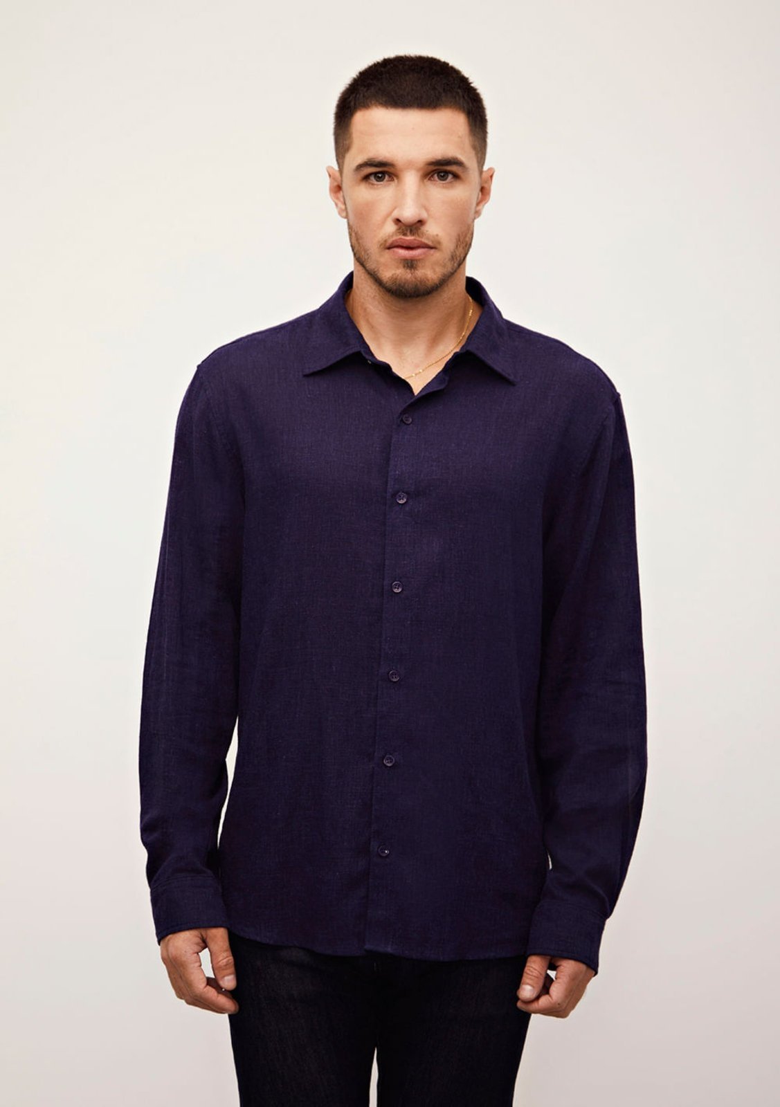Vista 3 Camisa Iódice Decote V Manga Longa Padrao azul azul