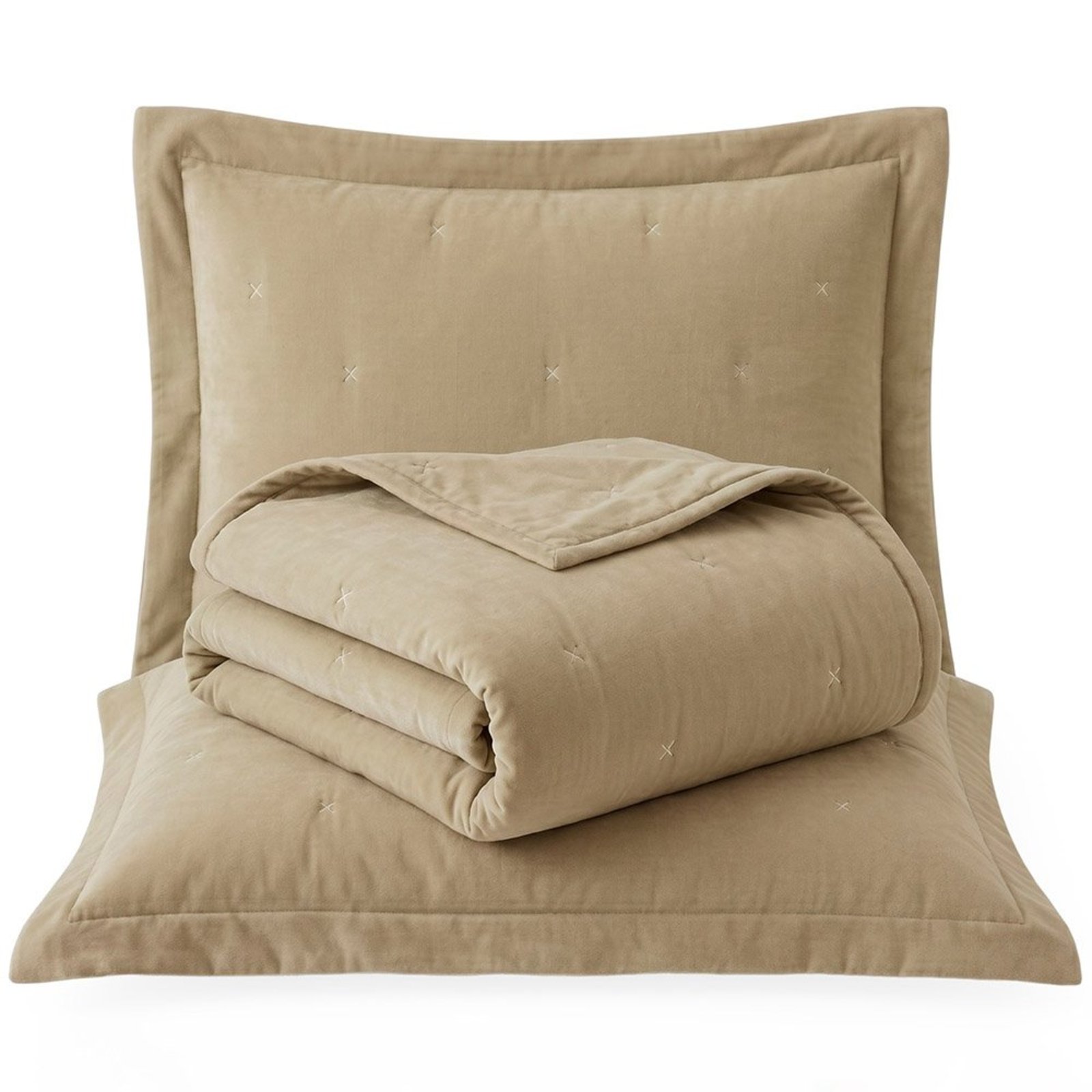 Kit Cobre Leito Max Queen Percal 300 Fios Colcha Dupla Face Bordado Matelassê 3 Peças Chocolate