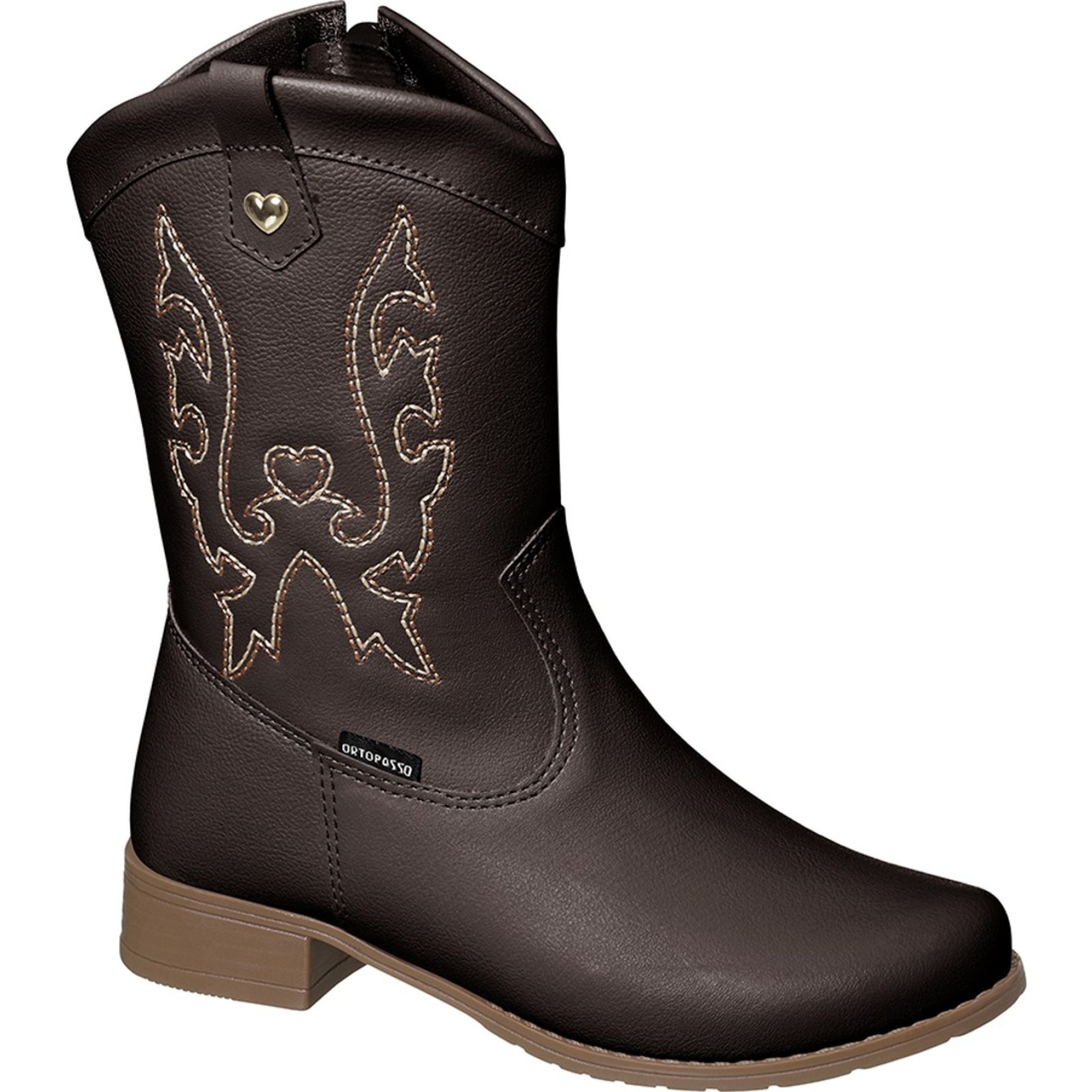 Infantil – Bota Botina OrtopassoTexana Love Menina Feminina Cano Alto Marrom