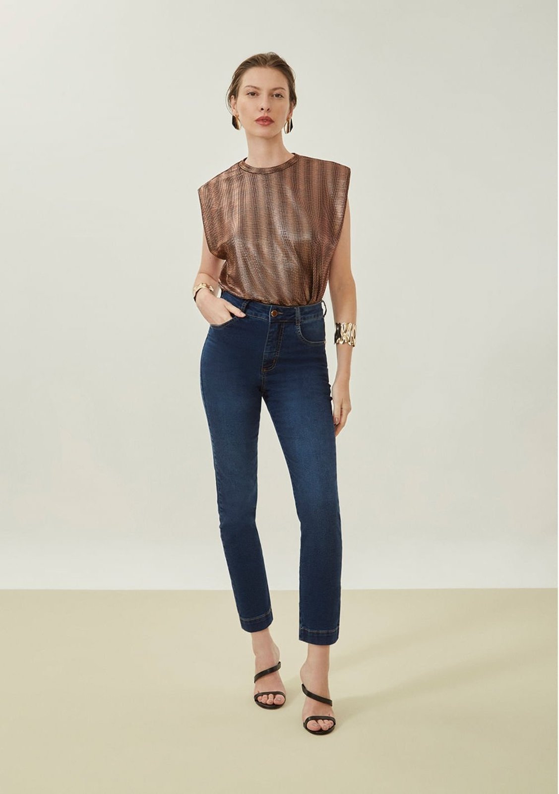 Calça Maria Valentina Cigarrete Alta Azul