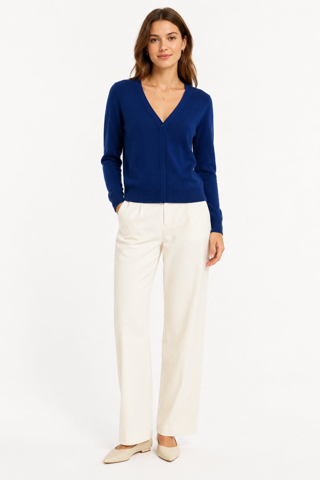Cardigan Feminino D Bell Outlet Fashion Botão Azul Marinho