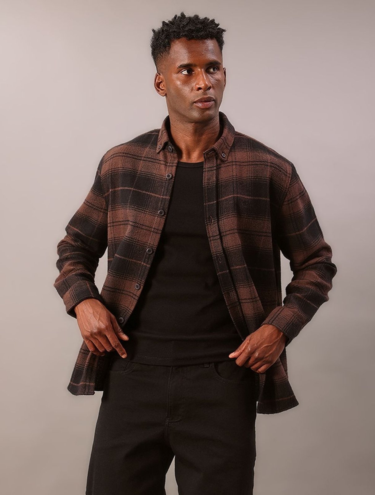 Camisa Manga Longa Overshirt Xadrez - Marrom Calvin Klein Jeans