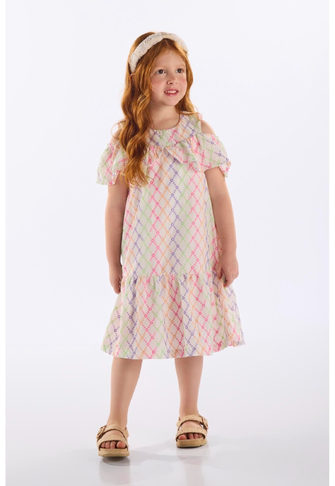 Infantil – Vestido em Laise com Babados Up Baby Bege
