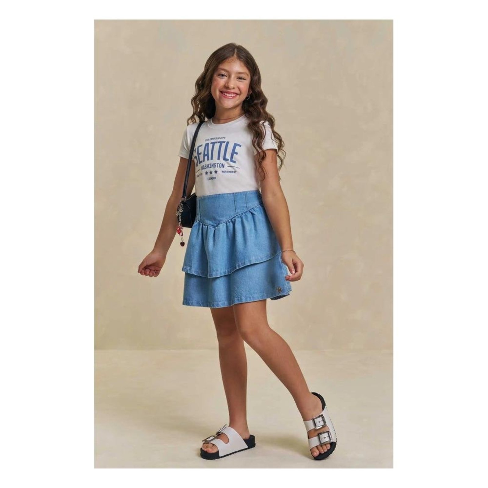 Infantil - Saia Jeans Menina Lilimoon 10 Azul