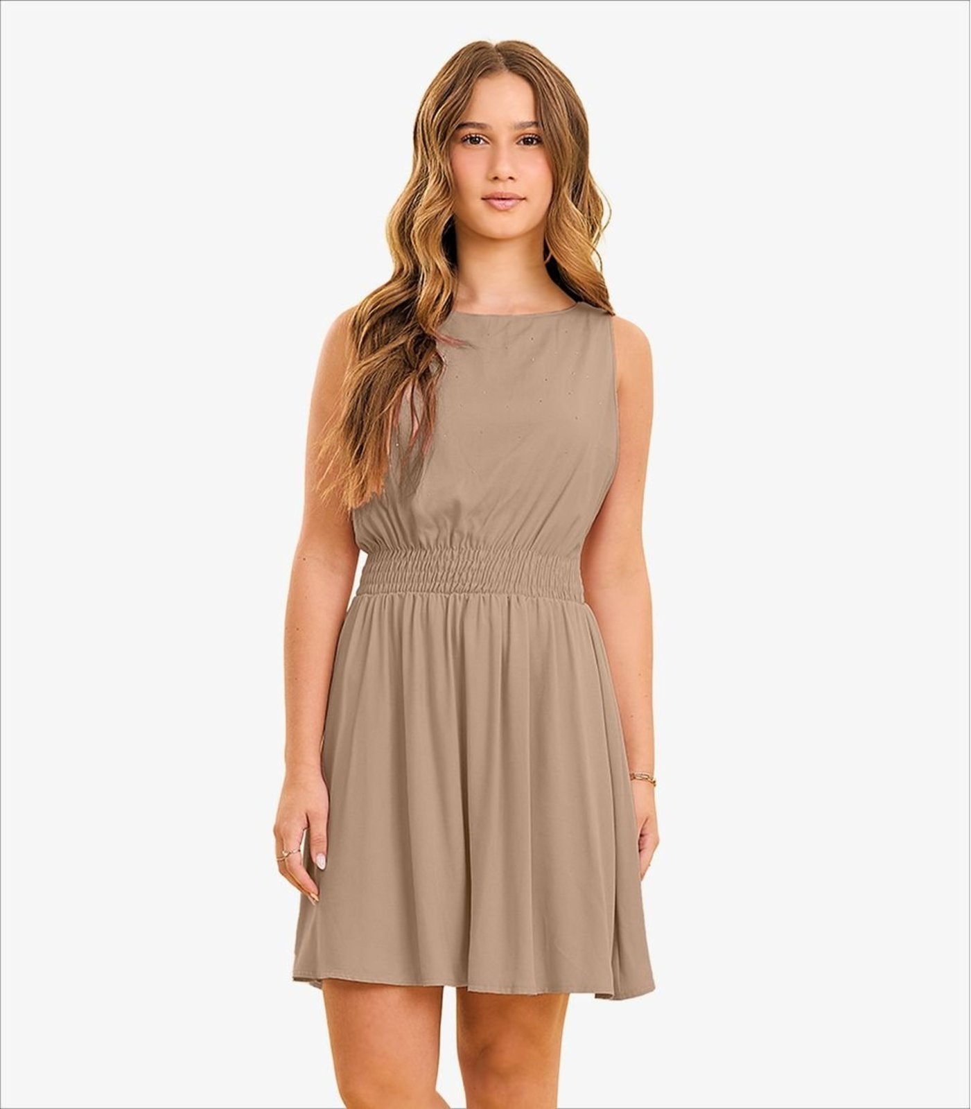 Infantil - Vestido Feminino Com Strass Minty Marrom
