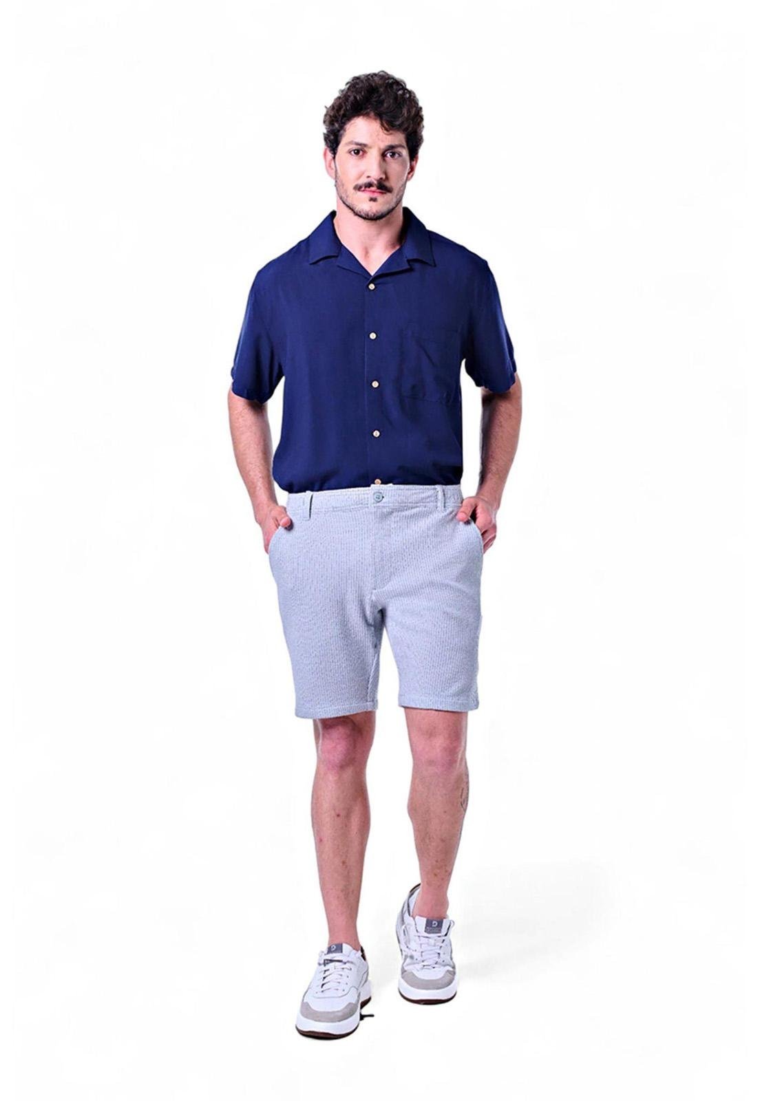 Bermuda Masculina Malha Listrada Cinza Claro Incolor Incolor