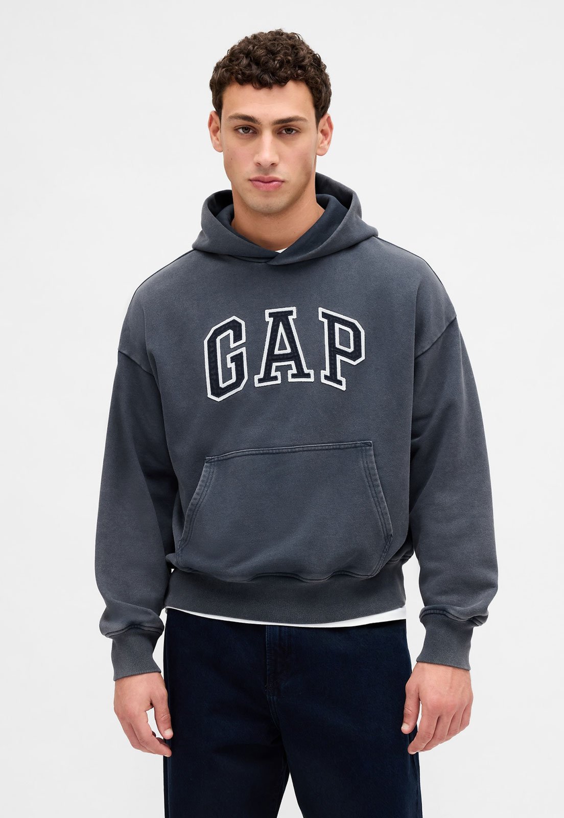 Blusa de Moletom Masculina GAP Logo Bordado Azul Marinho